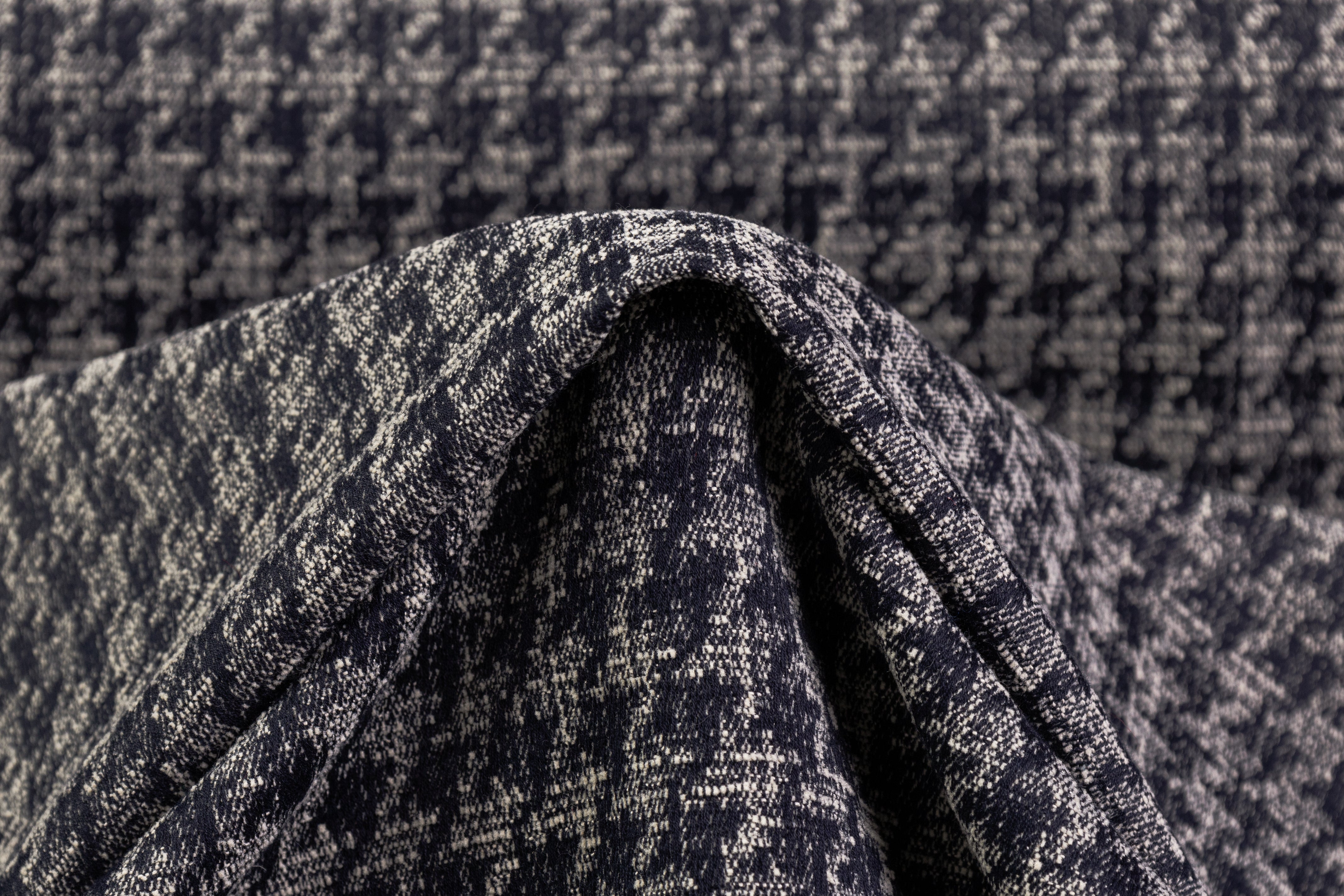 Armani - Houndstooth Italian Chenille Brocade - Blue / Off White