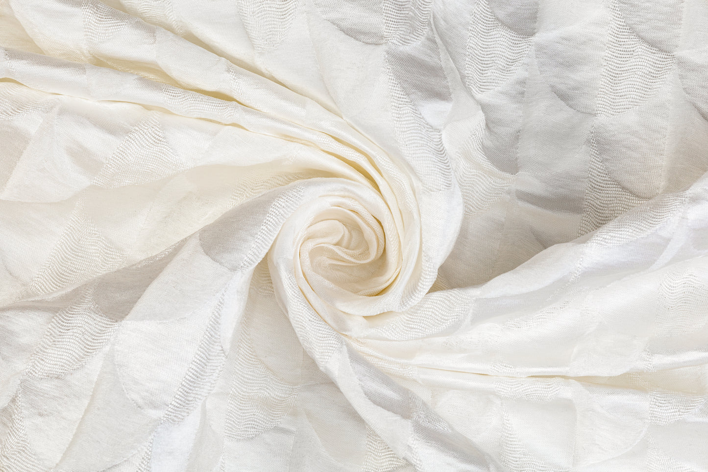 Textured Silk Viscose Brocade - Off White
