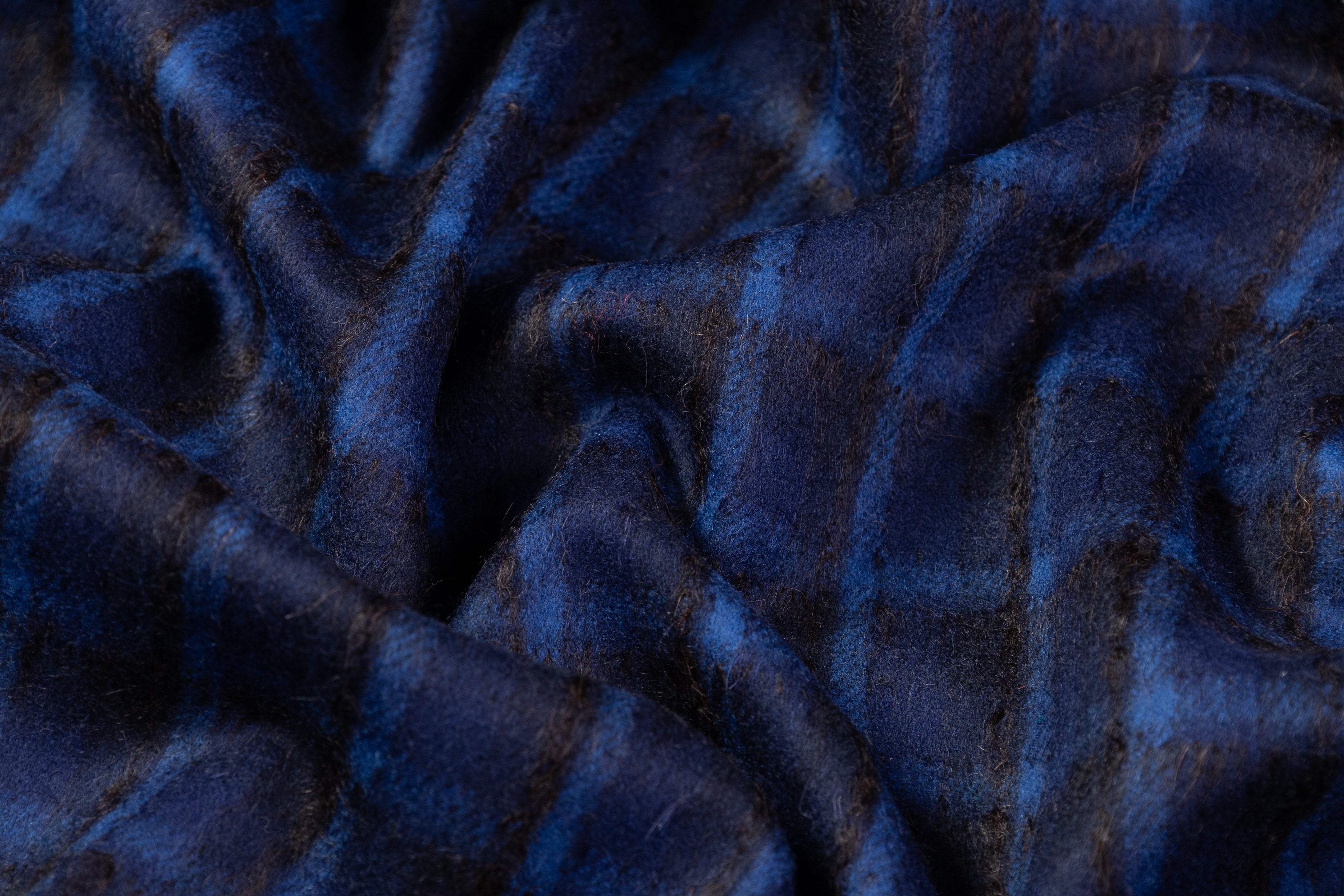 Ferla - Checked Italian Mohair Alpaca Wool Blend - Blue / Black