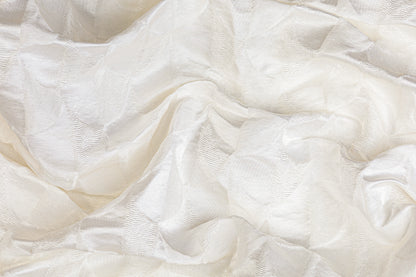 Textured Silk Viscose Brocade - Off White