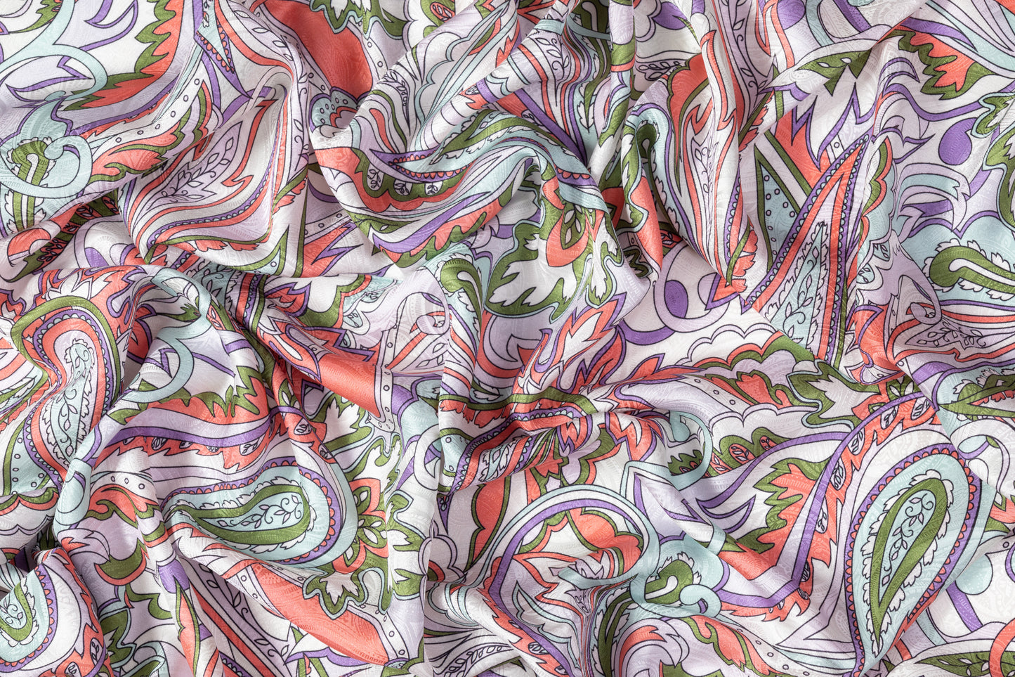 Paisley Printed Italian Silk Jacquard - Multicolor