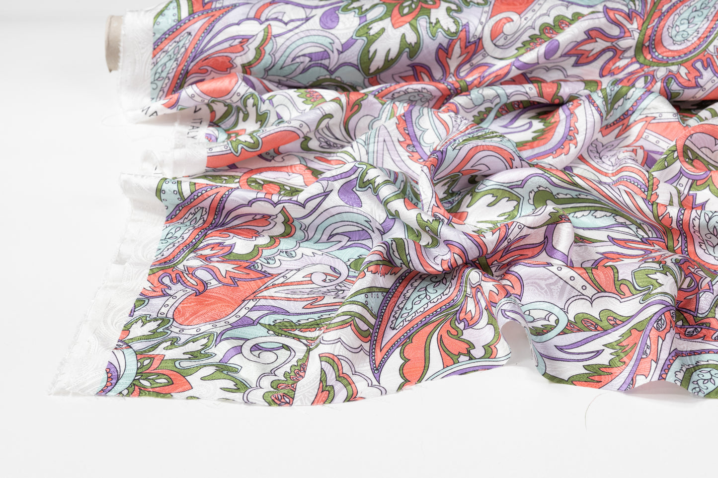 Paisley Printed Italian Silk Jacquard - Multicolor