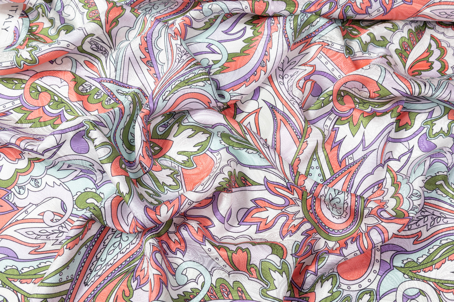 Paisley Printed Italian Silk Jacquard - Multicolor