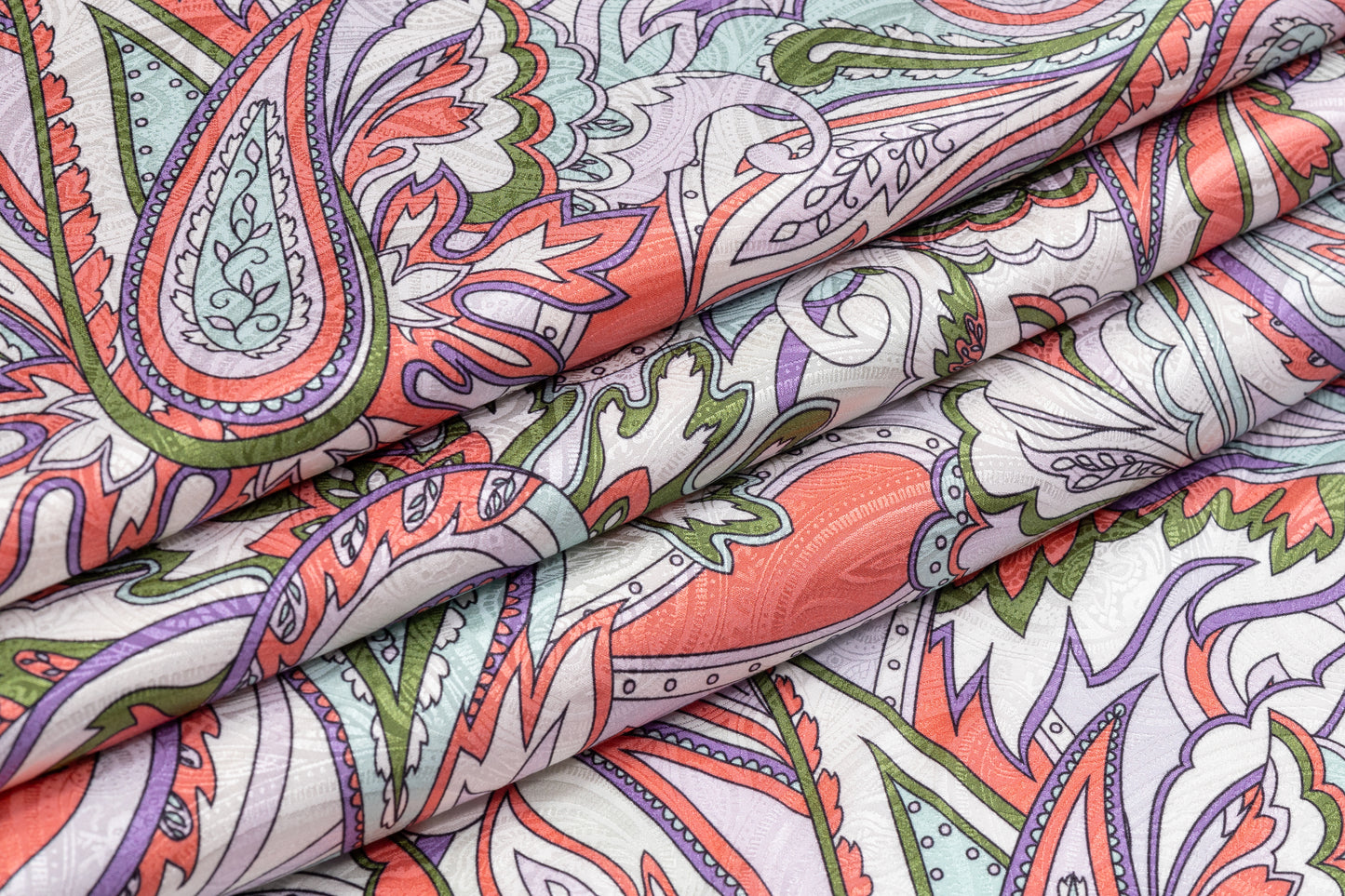 Paisley Printed Italian Silk Jacquard - Multicolor