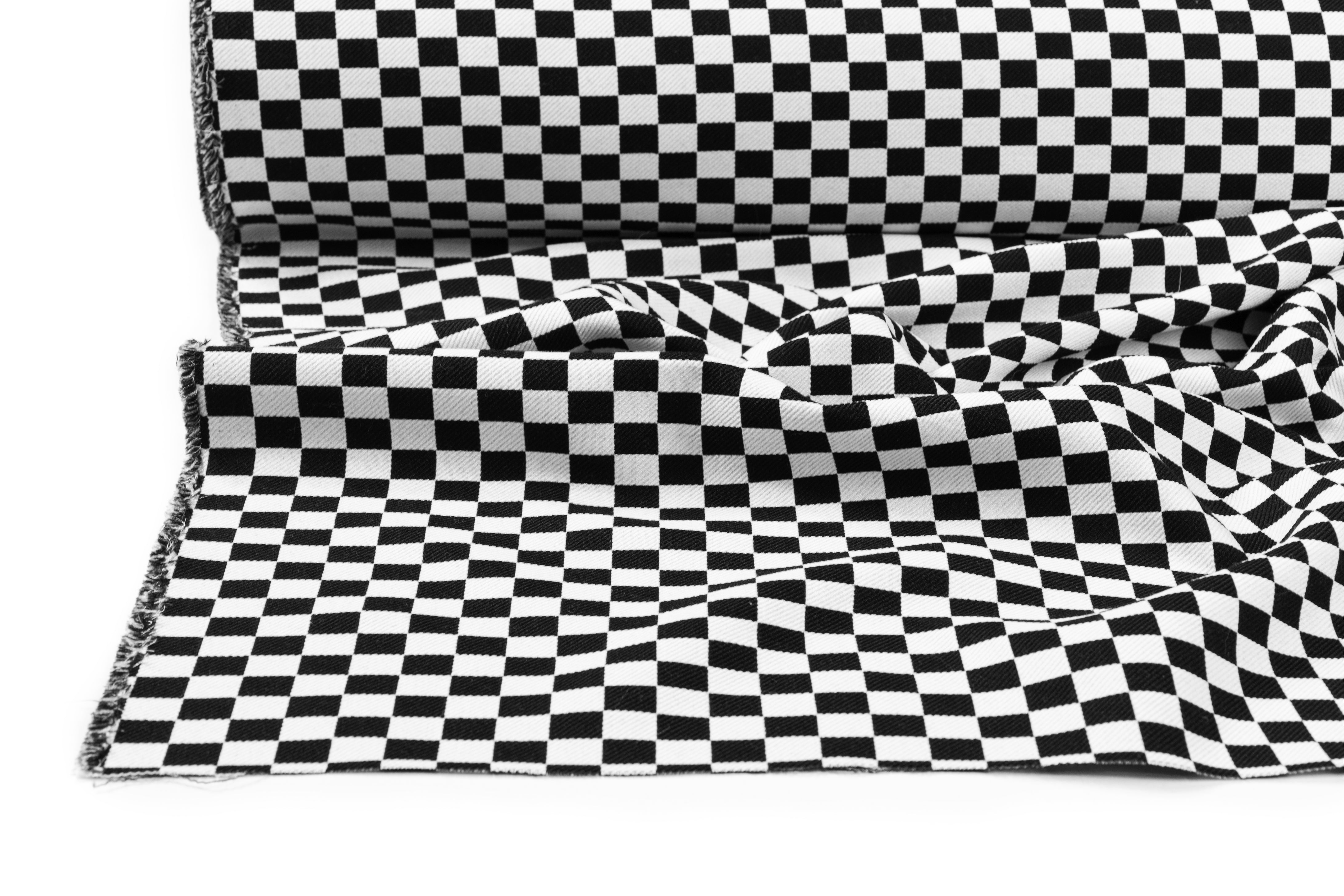 Checkered Italian Wool Twill - Black / White