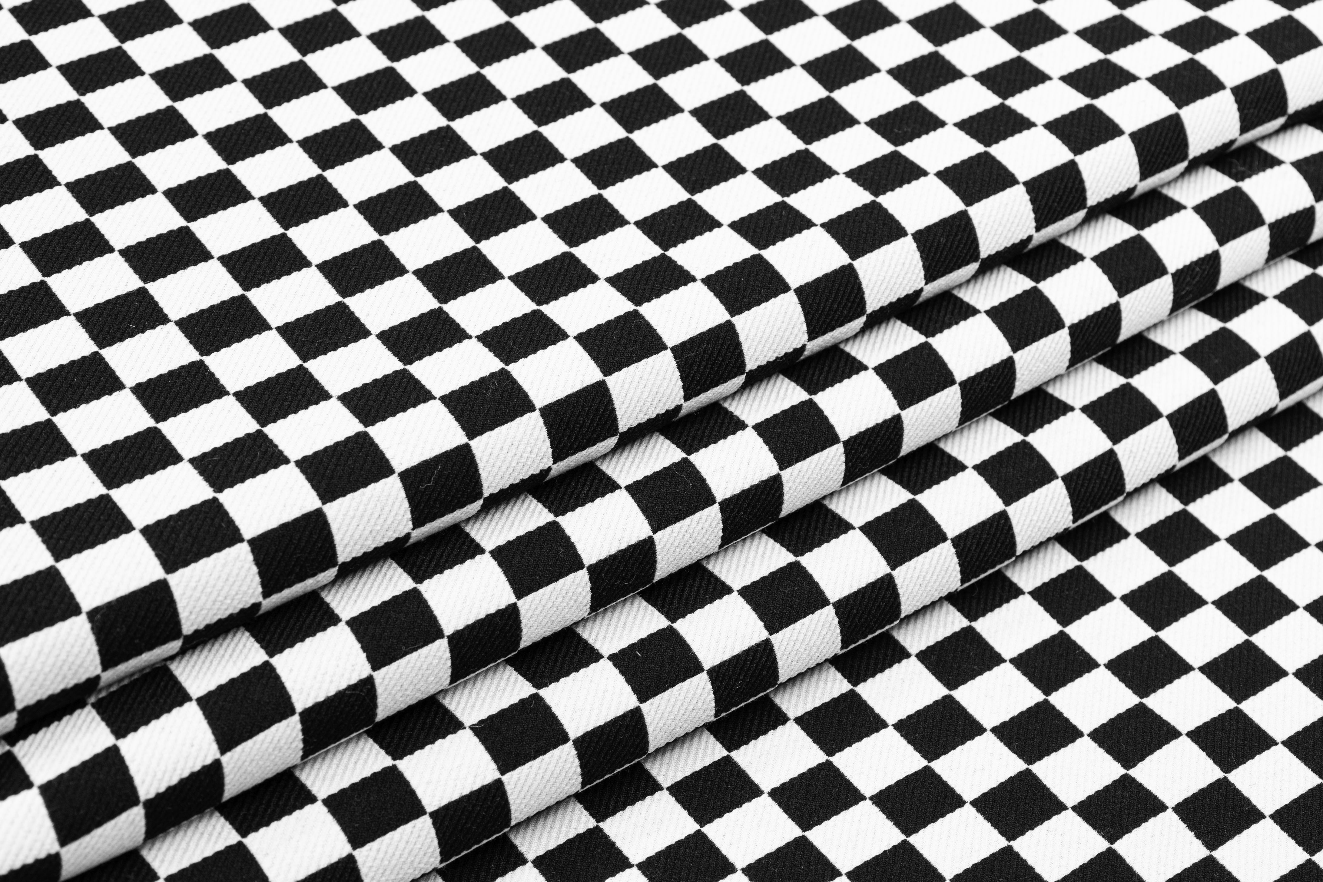 Checkered Italian Wool Twill - Black / White