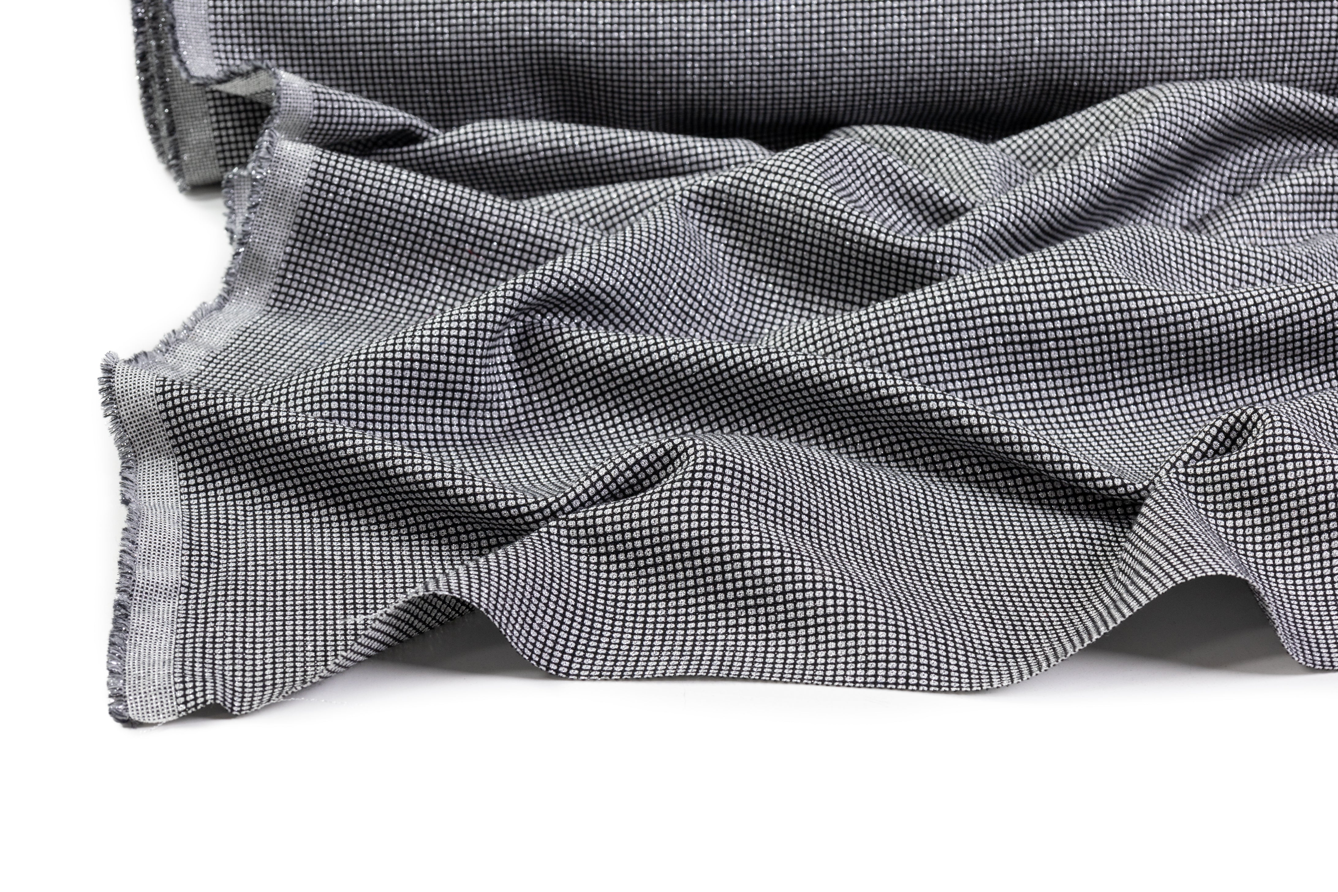 Metallic Italian Wool Blend Tweed - Black / Silver