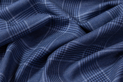 Carlo Barbera - Checked Italian Wool Suiting - Blue