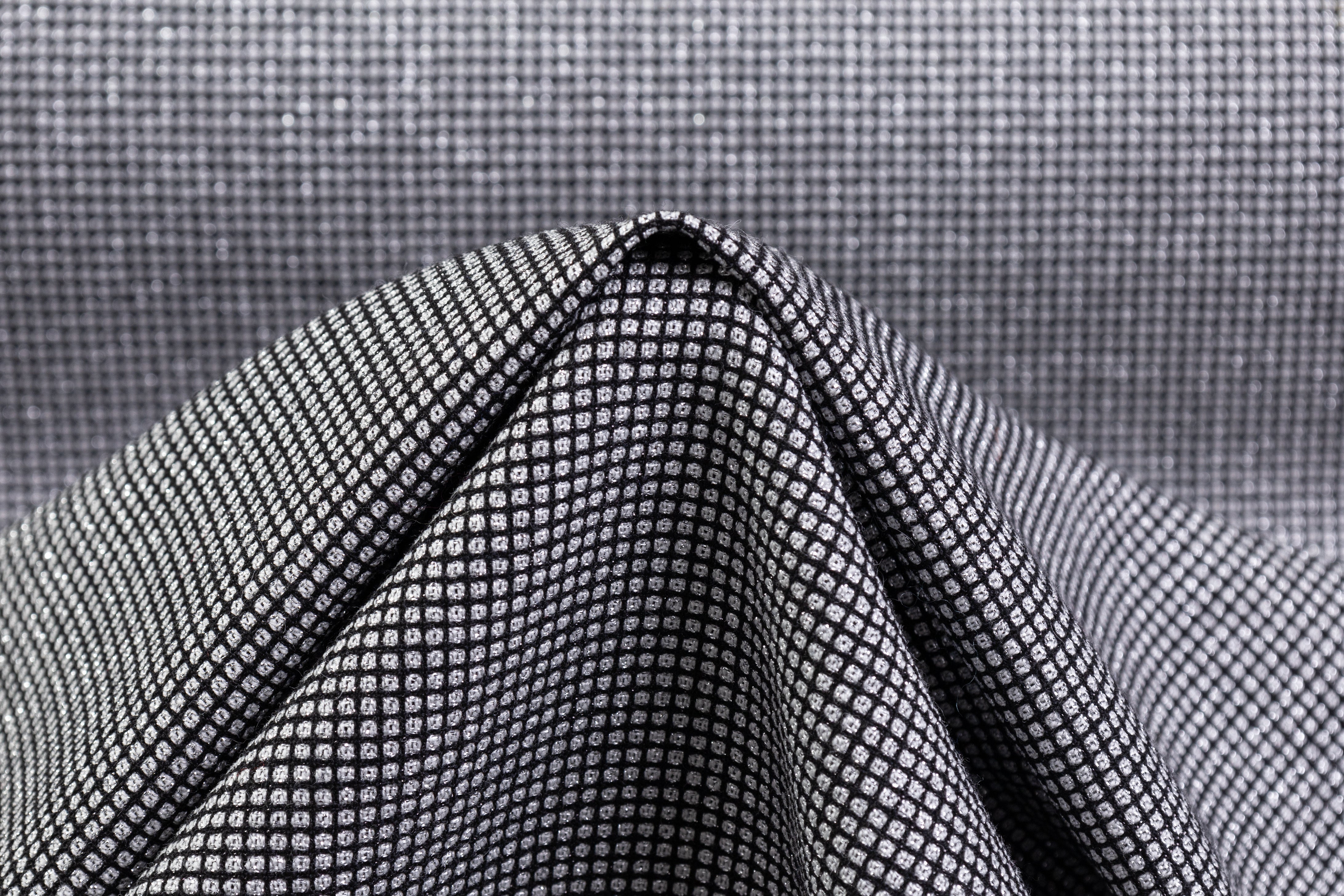 Metallic Italian Wool Blend Tweed - Black / Silver