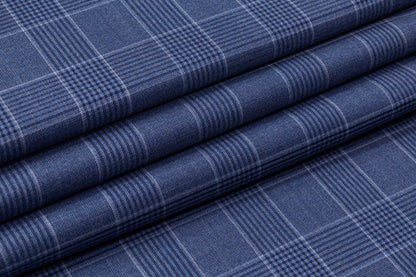 Carlo Barbera - Checked Italian Wool Suiting - Blue