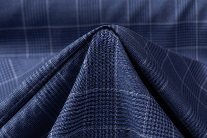 Carlo Barbera - Checked Italian Wool Suiting - Blue