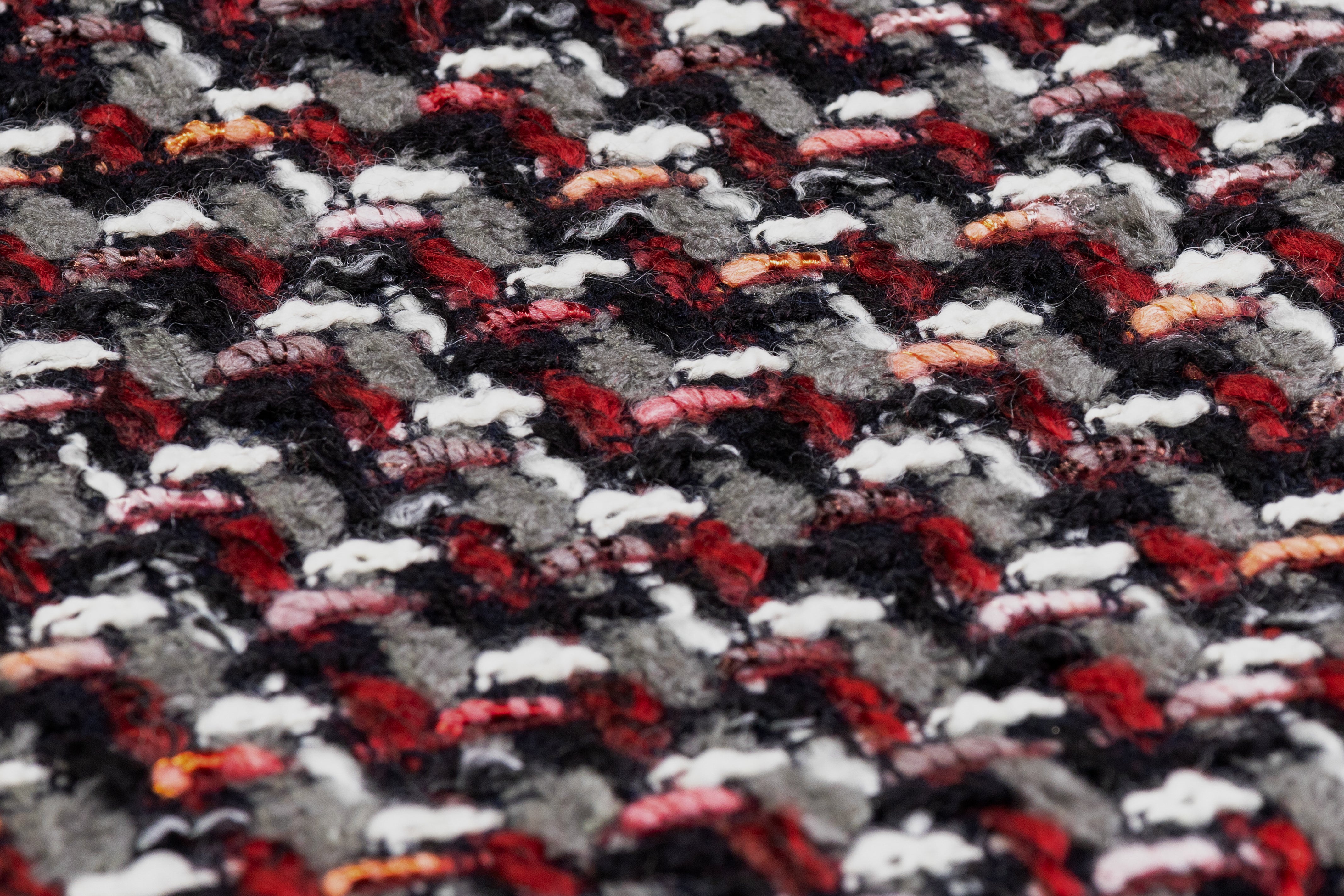 Italian Wool Nylon Tweed Coating - Red / Black / Gray