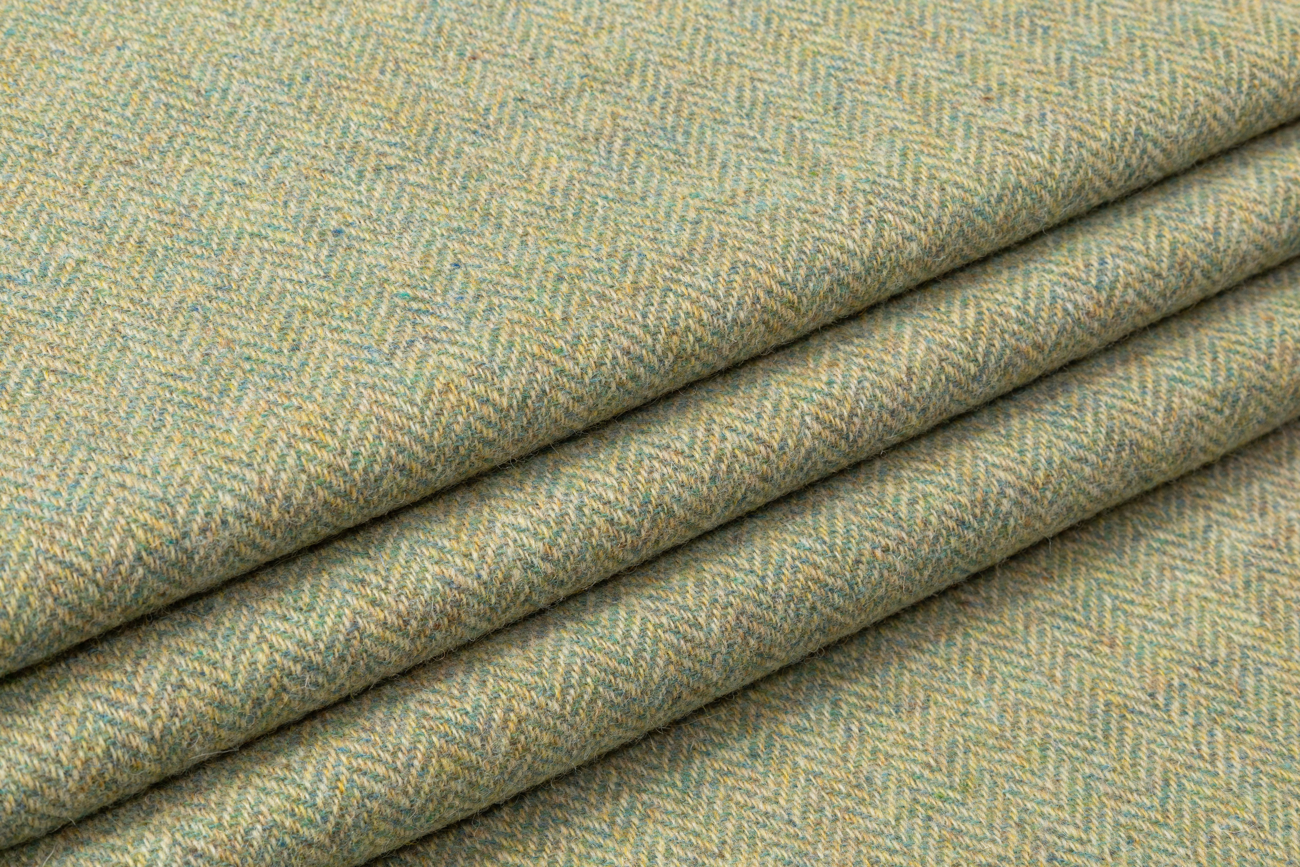Herringbone Italian Wool Tweed Coating - Green