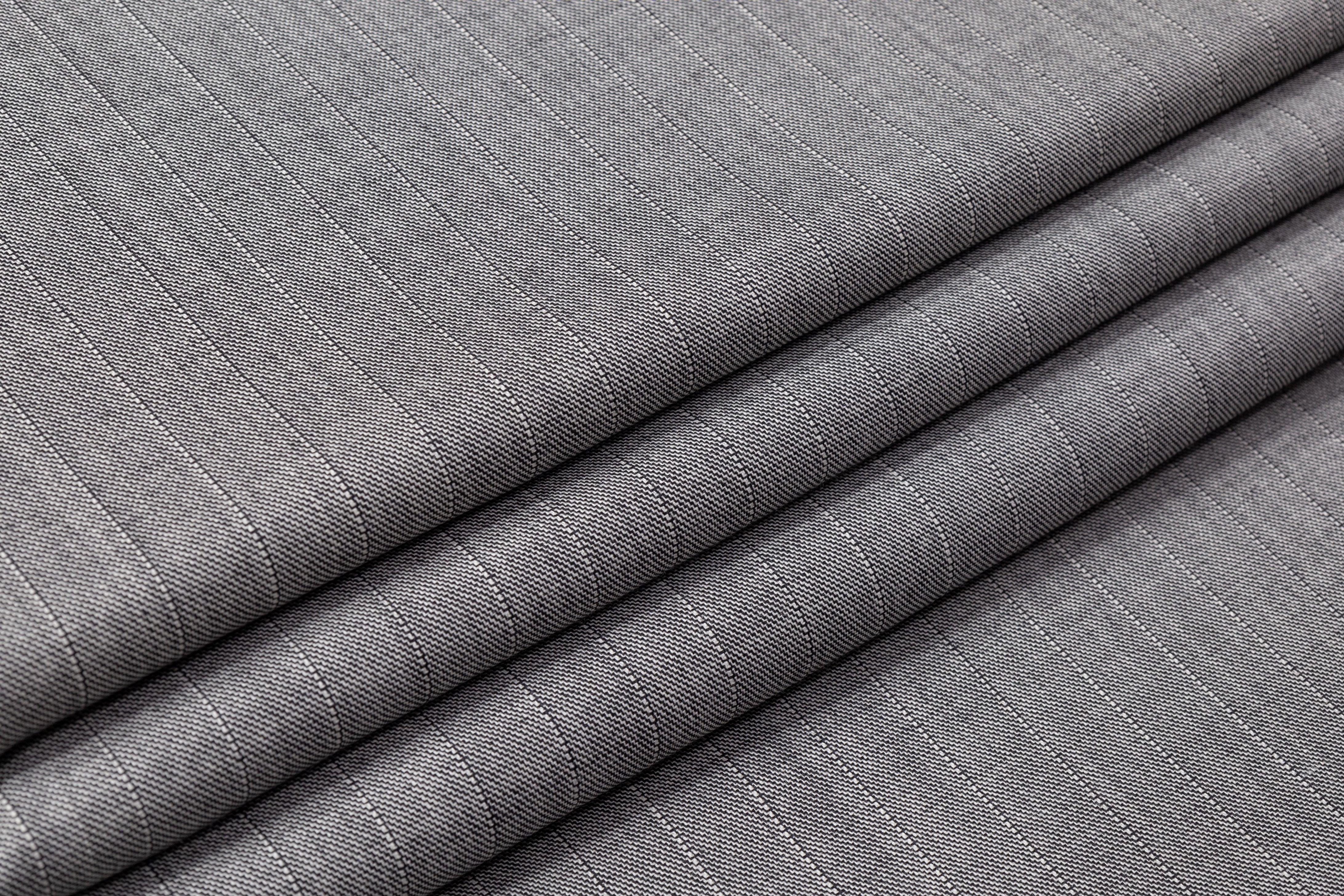 Striped Italian Wool Suiting - Gray