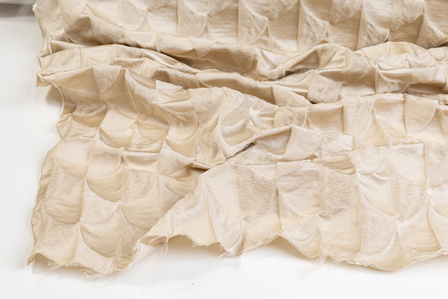 Textured Silk Viscose Brocade - Beige