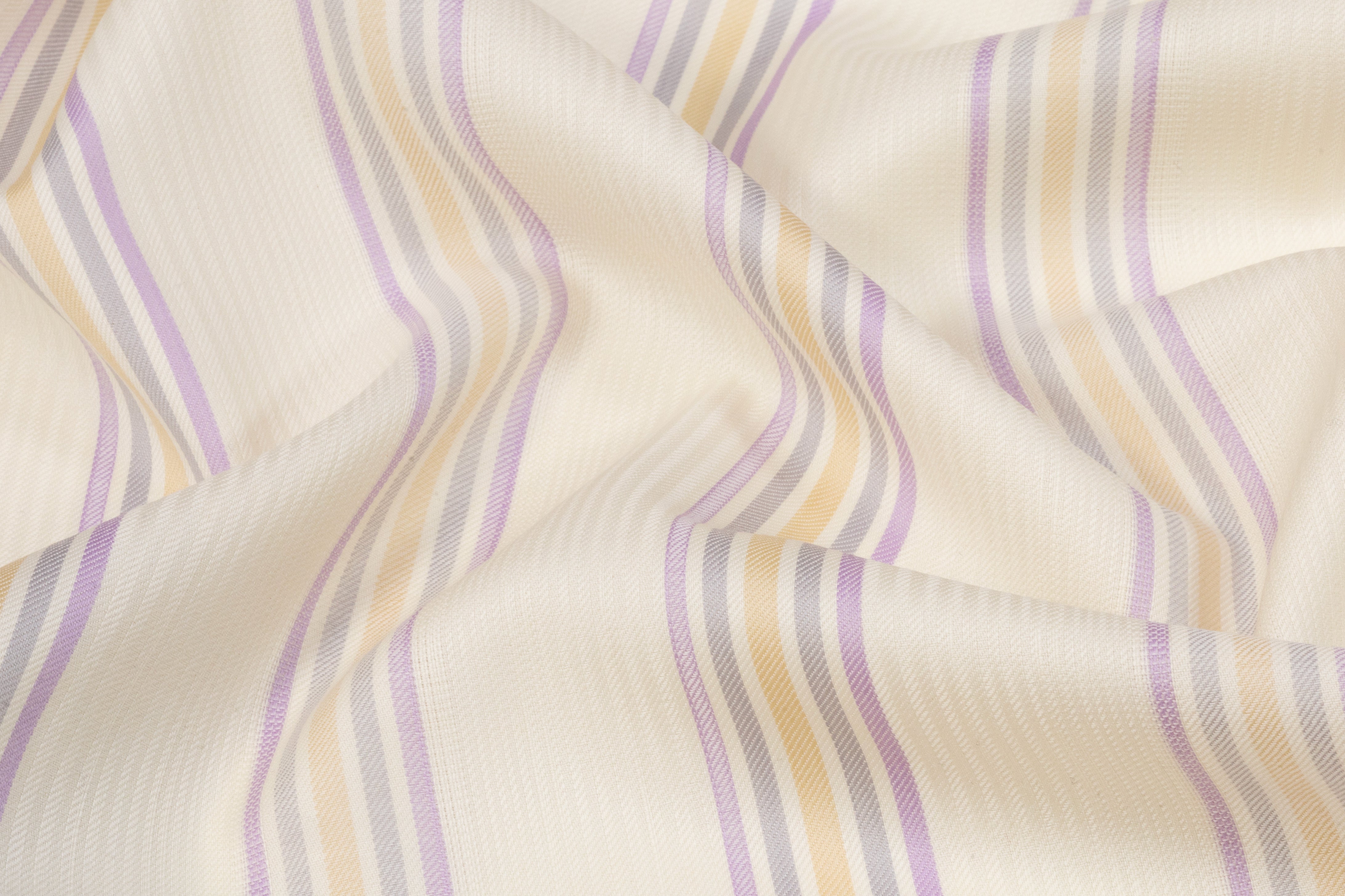 Striped Italian Wool Suiting - Ivory / Lavender / Beige