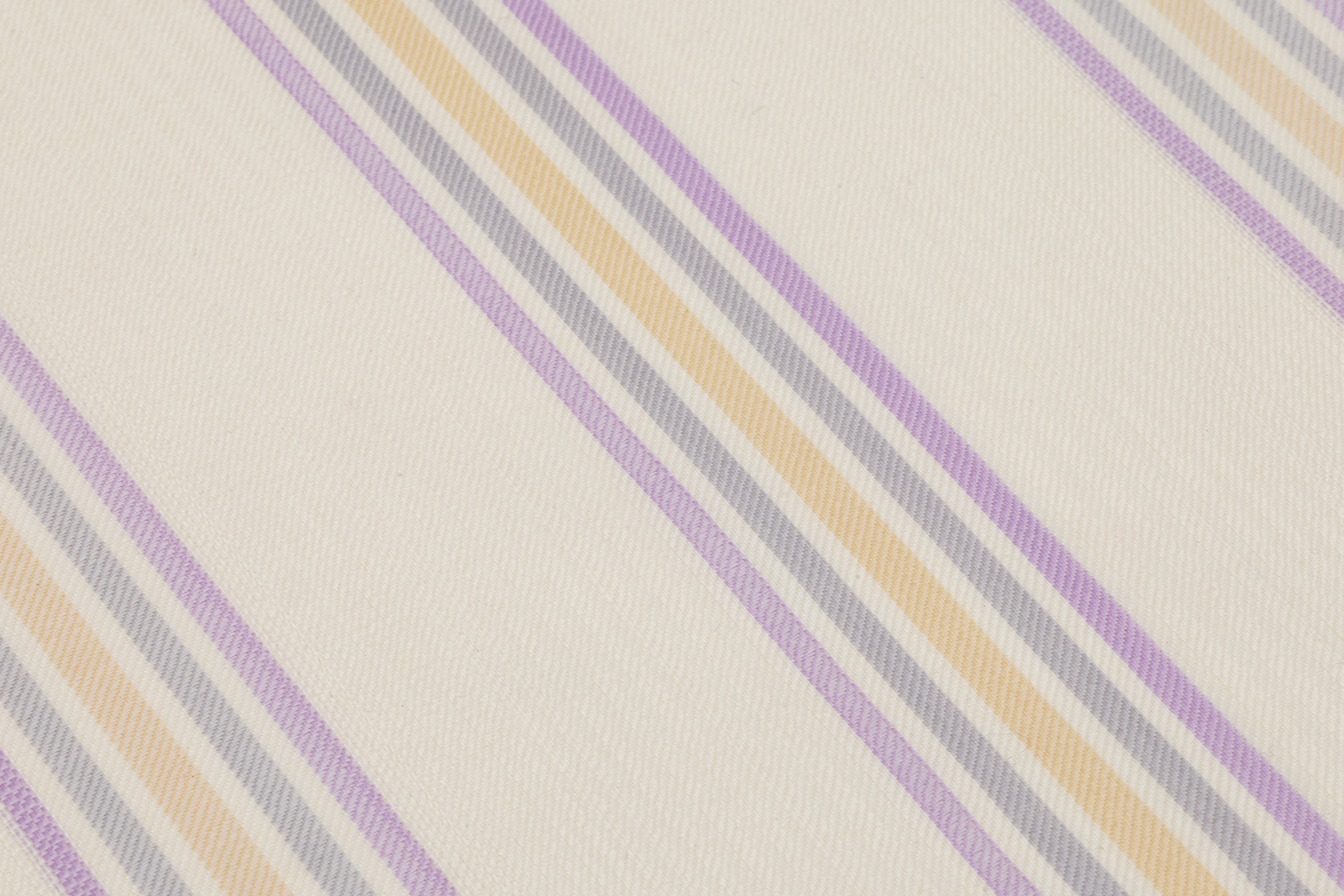 Striped Italian Wool Suiting - Ivory / Lavender / Beige