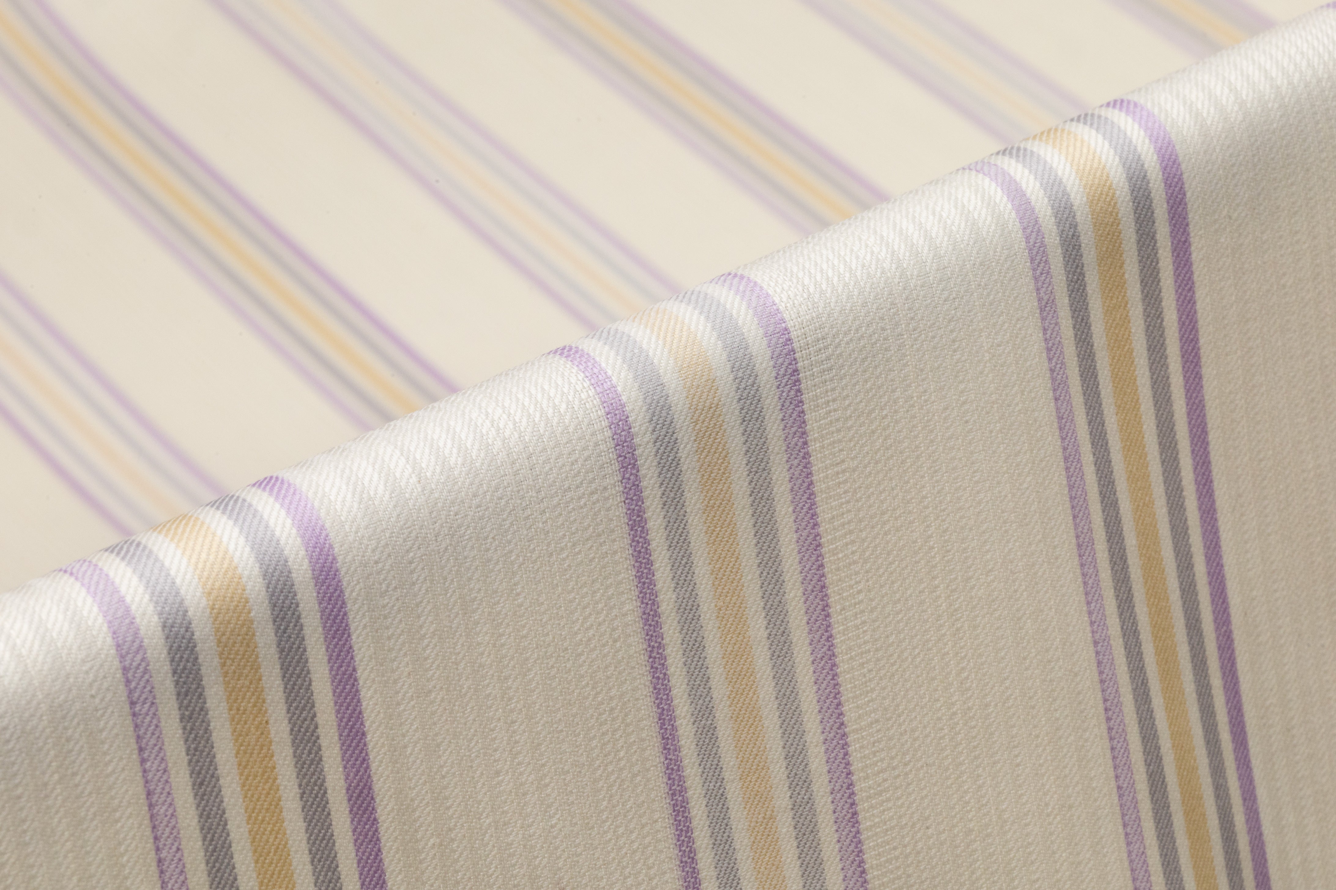 Striped Italian Wool Suiting - Ivory / Lavender / Beige
