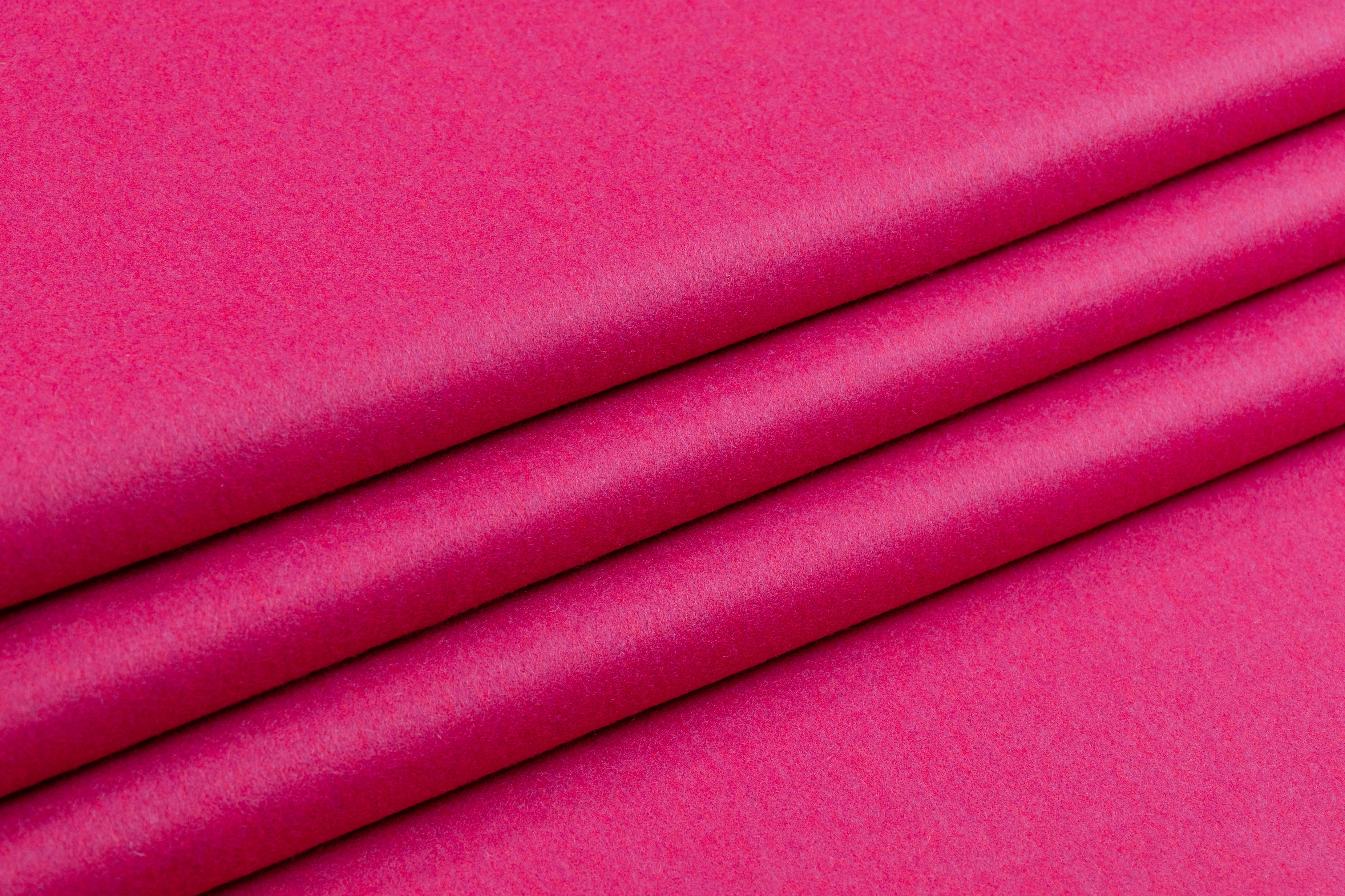 Double Faced Melton Wool Nylon Coating - Blood Orange / Fuchsia