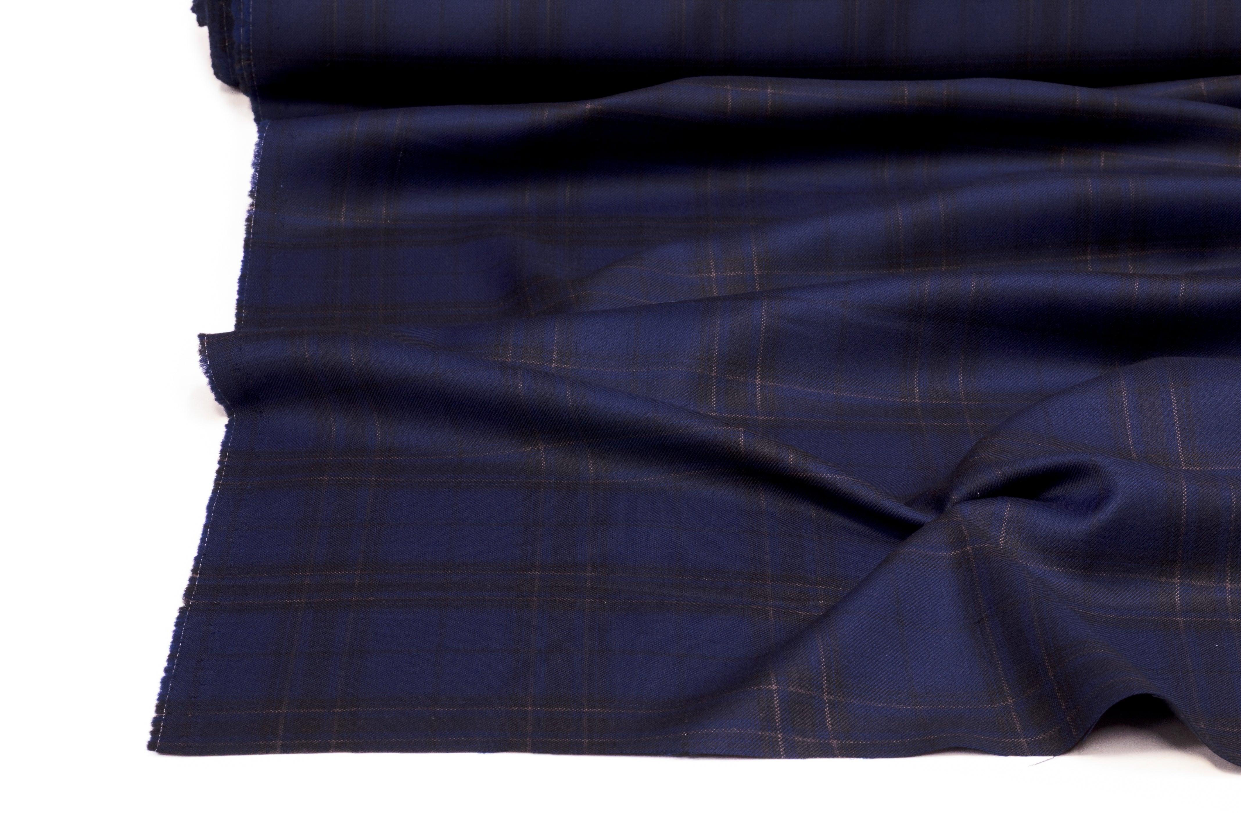 Reda - Superfine Plaid Italian Wool Suiting - Navy