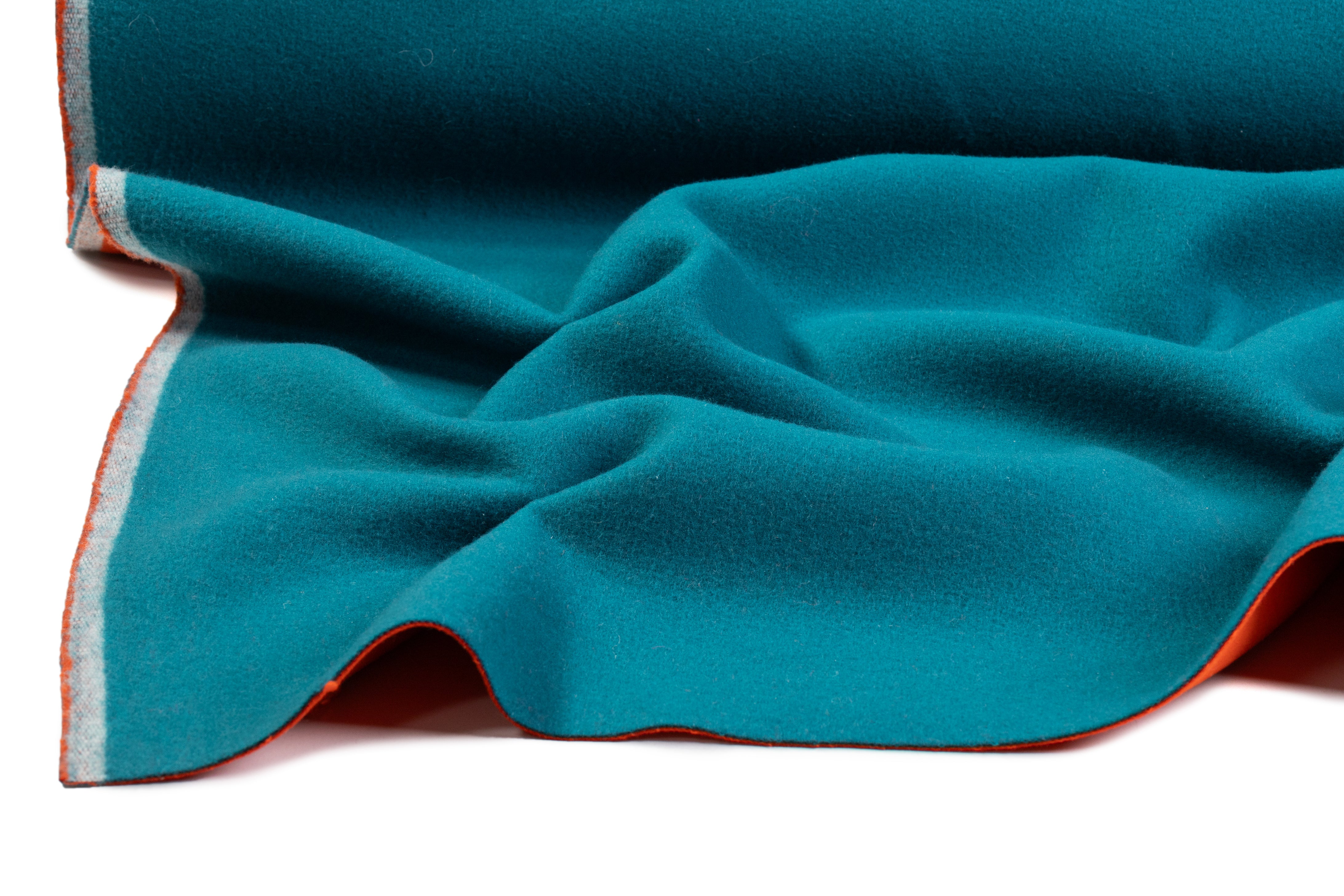 Double Faced Italian Wool Coating - Blue / Orange