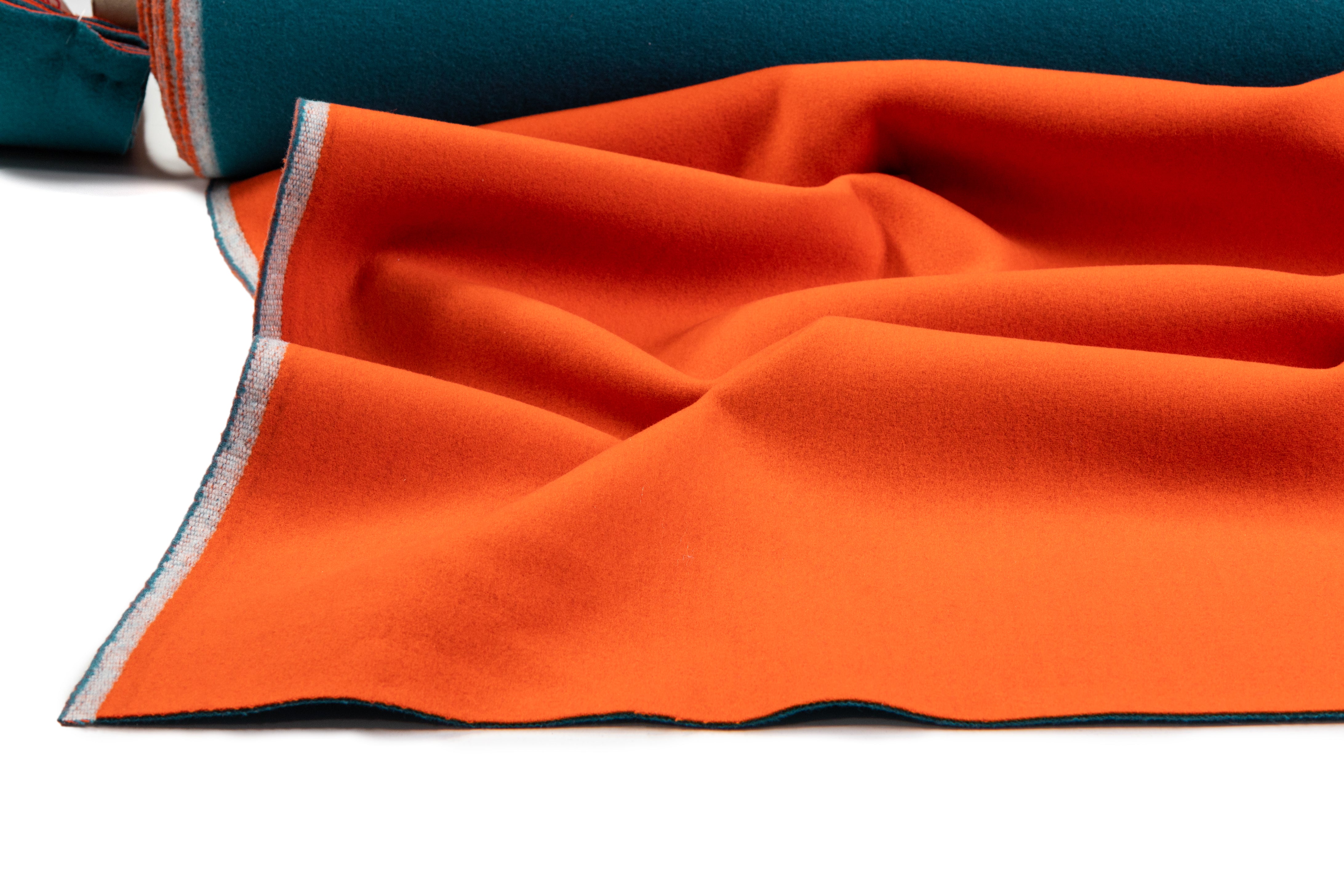Double Faced Italian Wool Coating - Blue / Orange