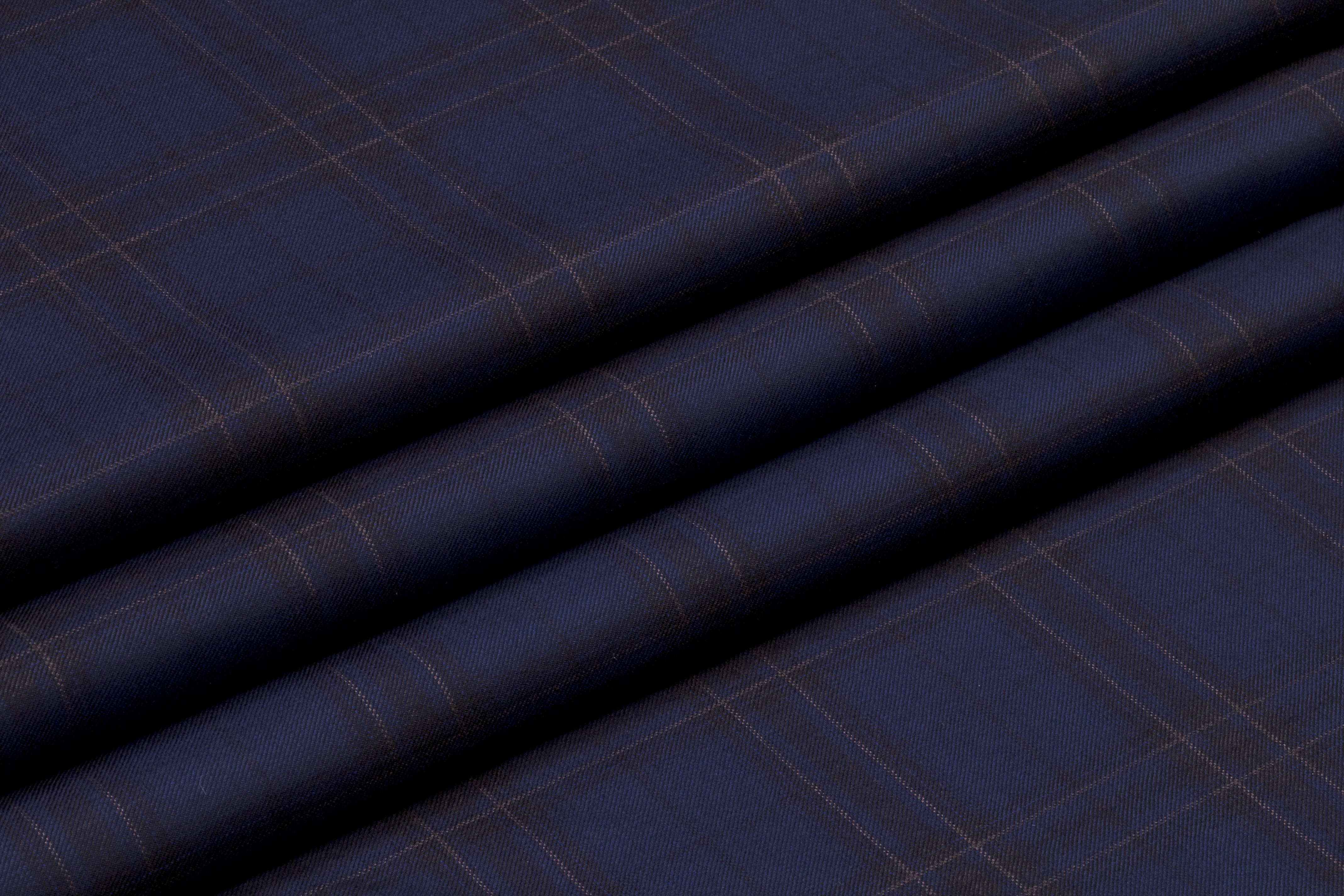Reda - Superfine Plaid Italian Wool Suiting - Navy