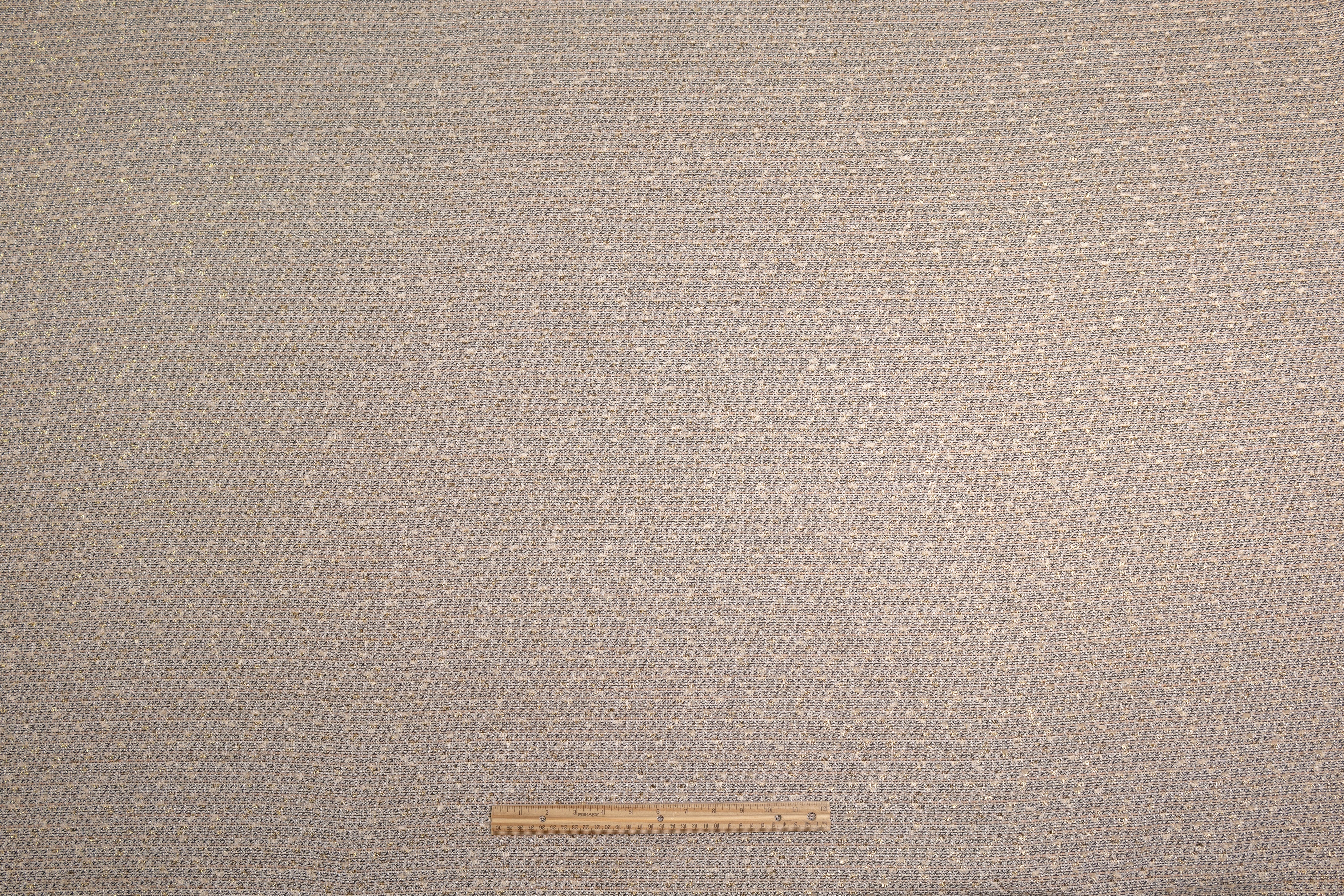 Metallic Italian Cotton Wool Blend Tweed - Taupe / Gray / Gold / Black