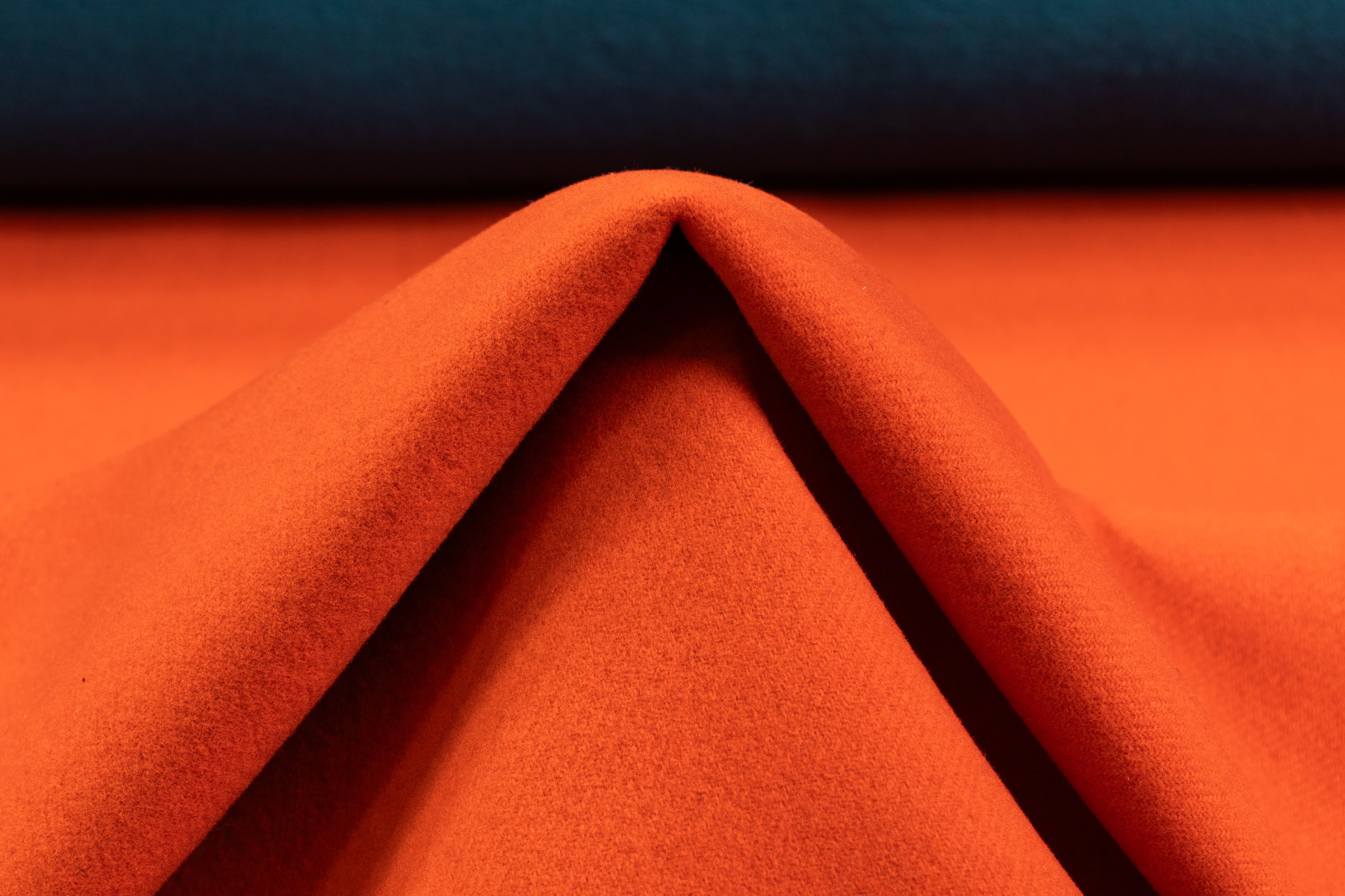 Double Faced Italian Wool Coating - Blue / Orange