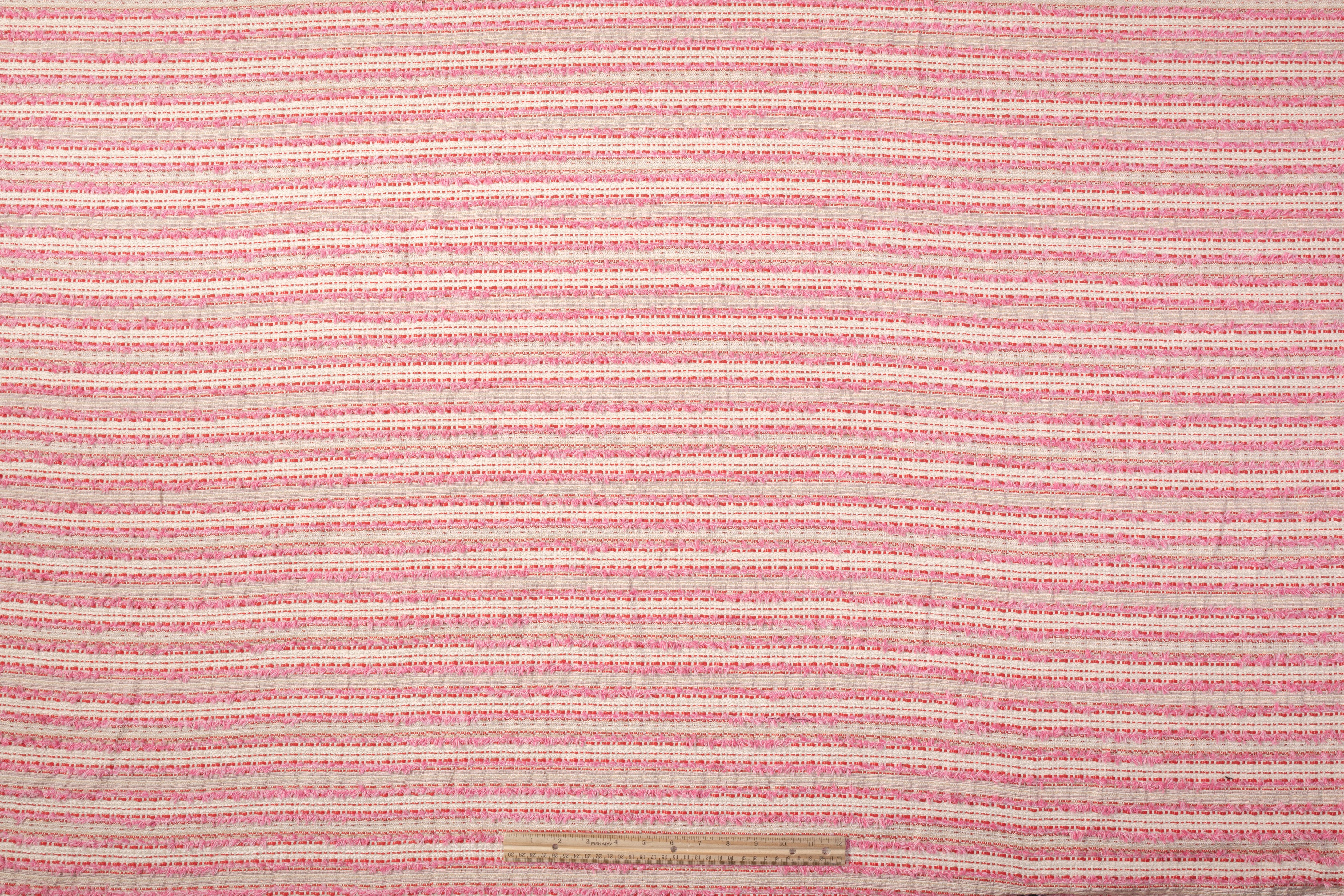 Metallic Italian Cotton Blend Tweed - Pink / White / Red / Gold