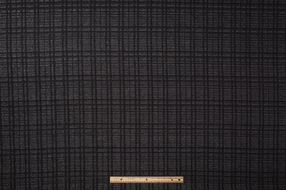Checked Metallic Italian Wool Blend Tweed Coating - Black / Silver