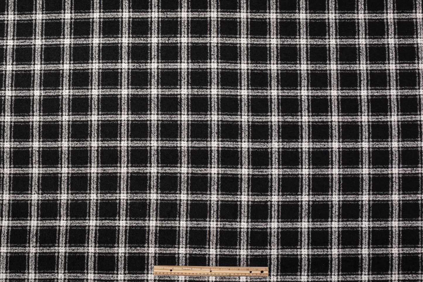 Checked Italian Poly Wool Tweed Boucle - Black / White