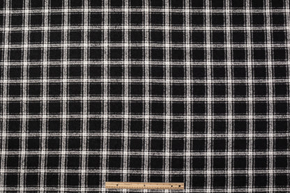 Checked Italian Poly Wool Tweed Boucle - Black / White