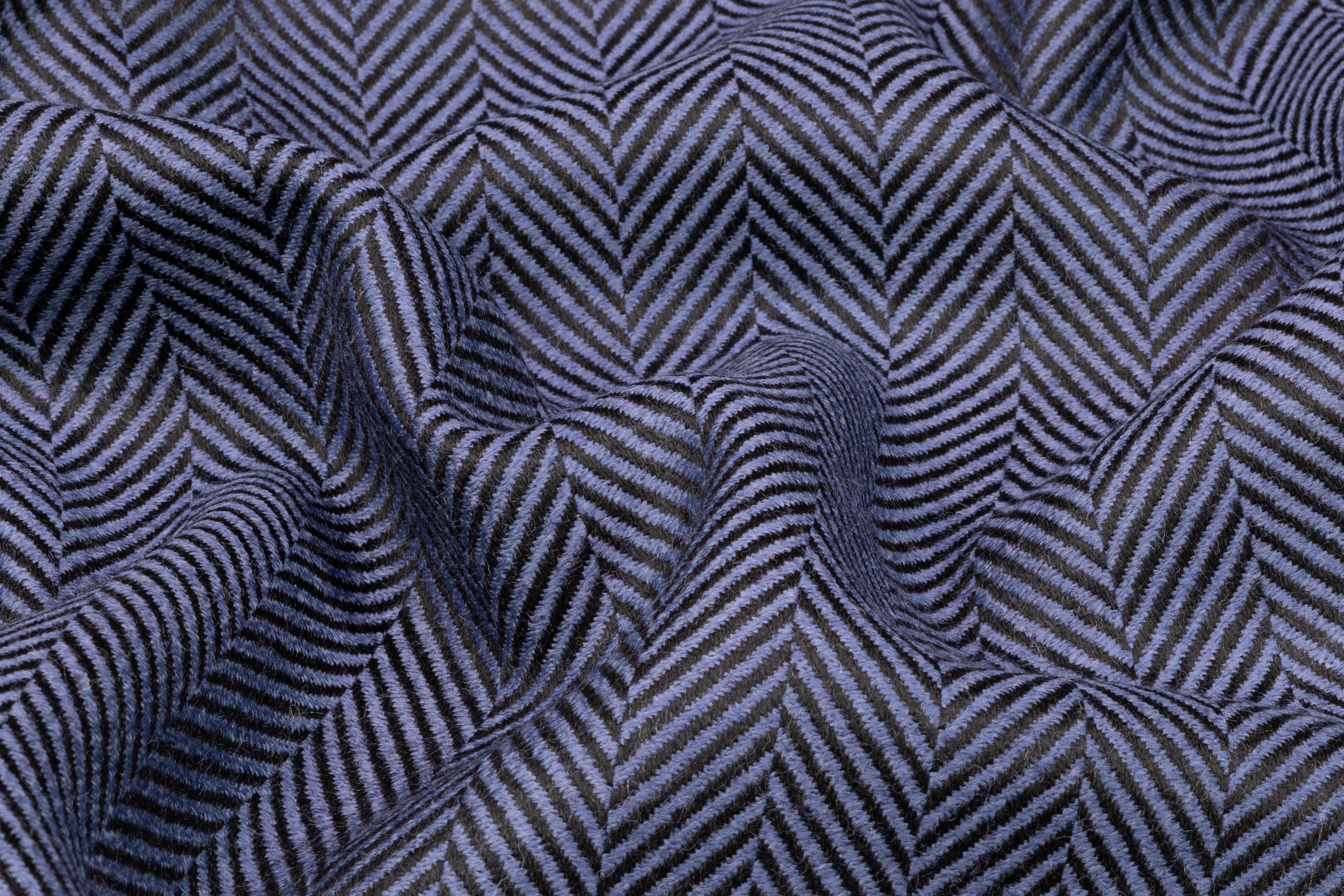 Herringbone Italian Wool Suiting - Steel Blue / Black
