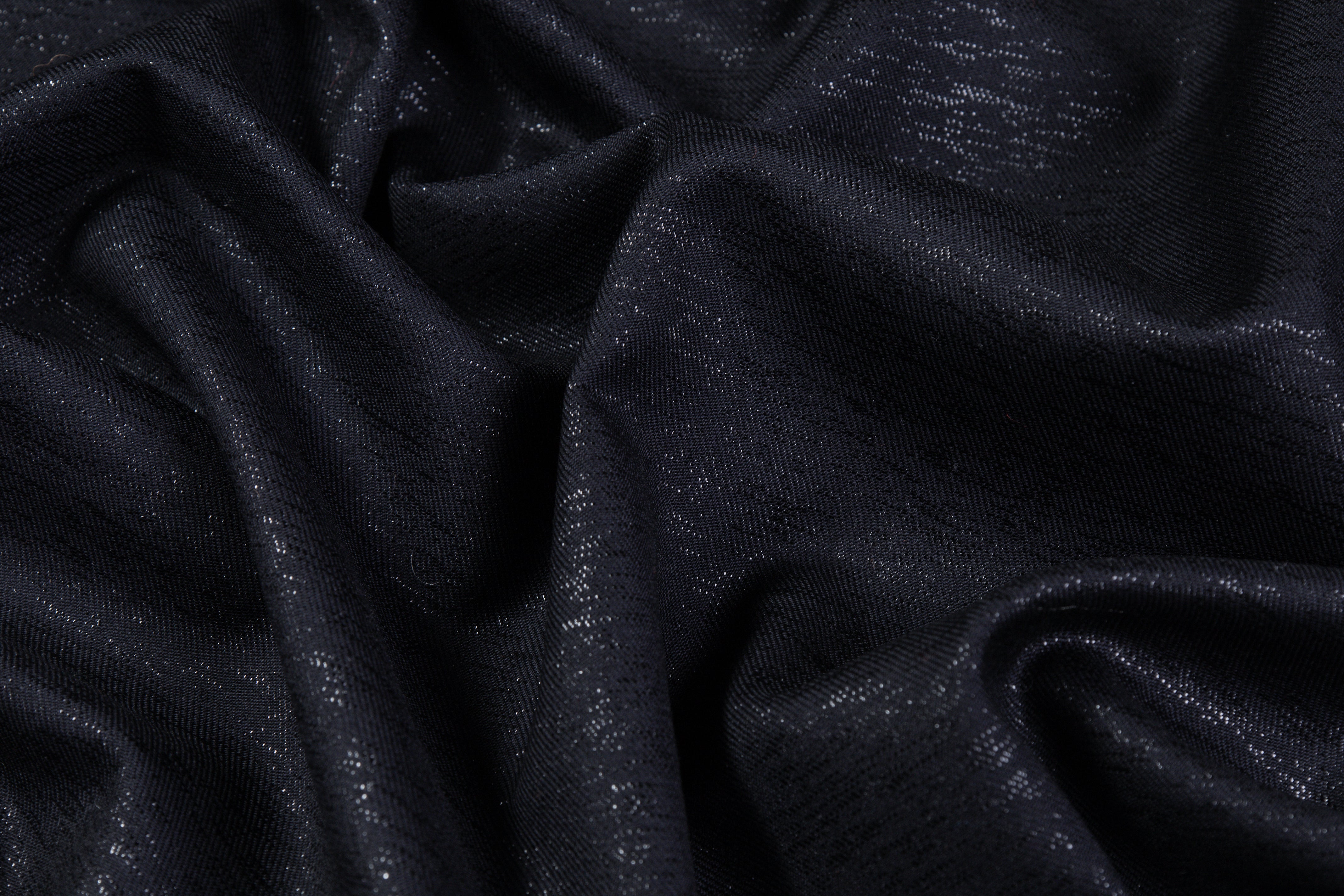 Metallic Italian Wool Suiting - Black / Navy