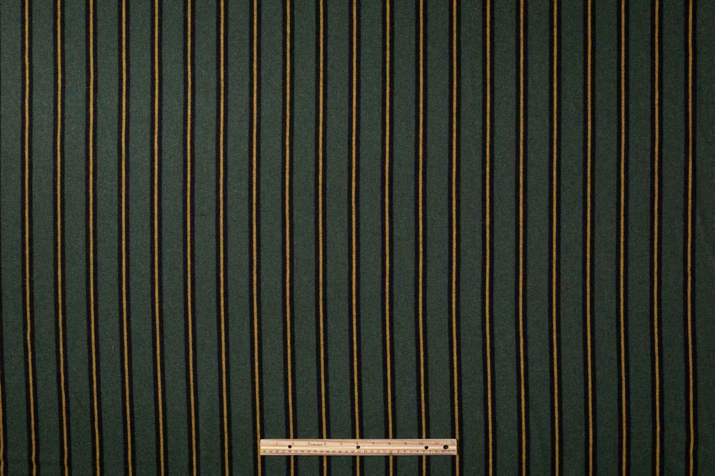 Striped Italian Poly Wool Flannel - Green / Yellow / Black