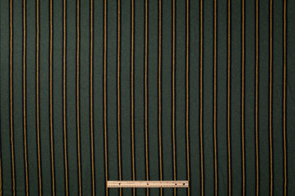 Striped Italian Poly Wool Flannel - Green / Yellow / Black