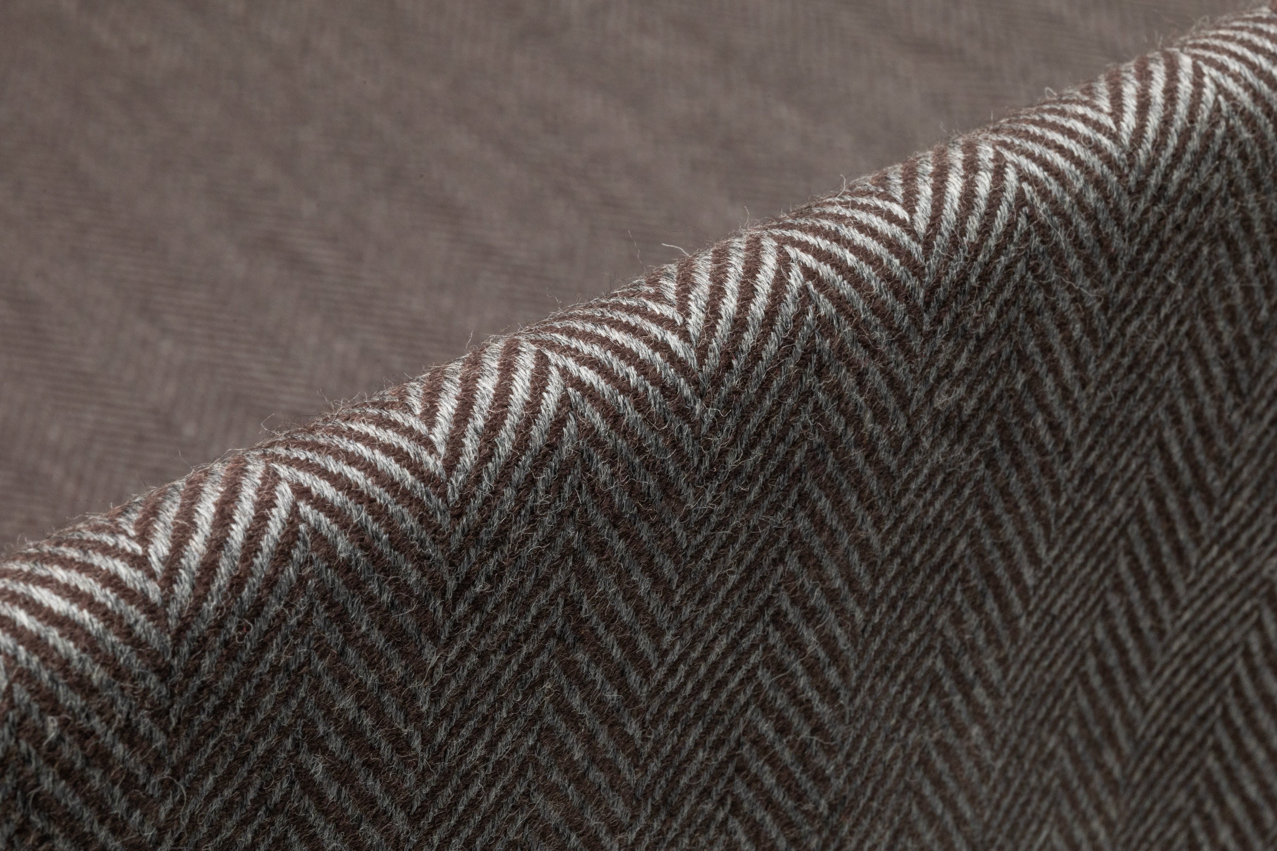 Herringbone Italian Wool Suiting - Gray / Brown