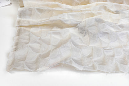 Textured Silk Viscose Brocade - Off White