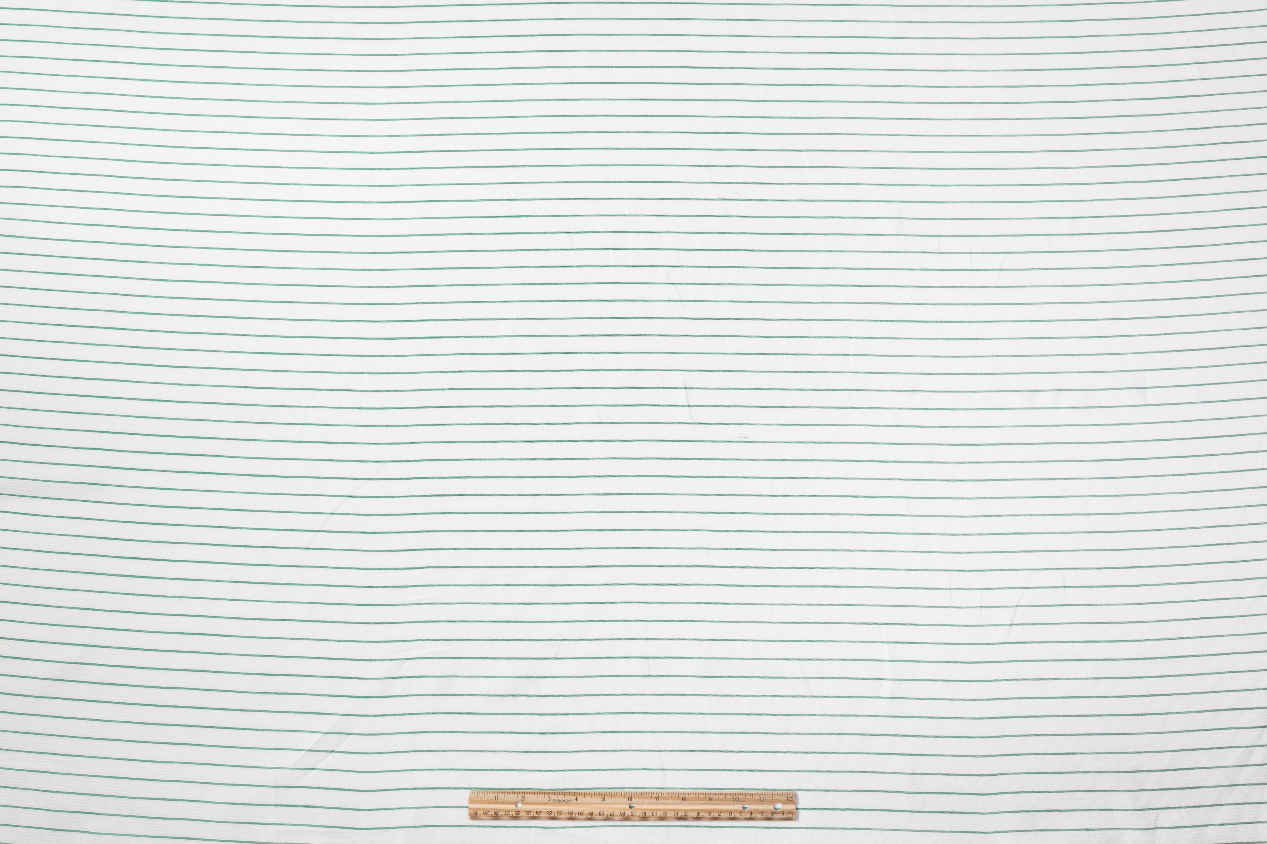 Textured Striped Italian Viscose Jacquard - White / Green