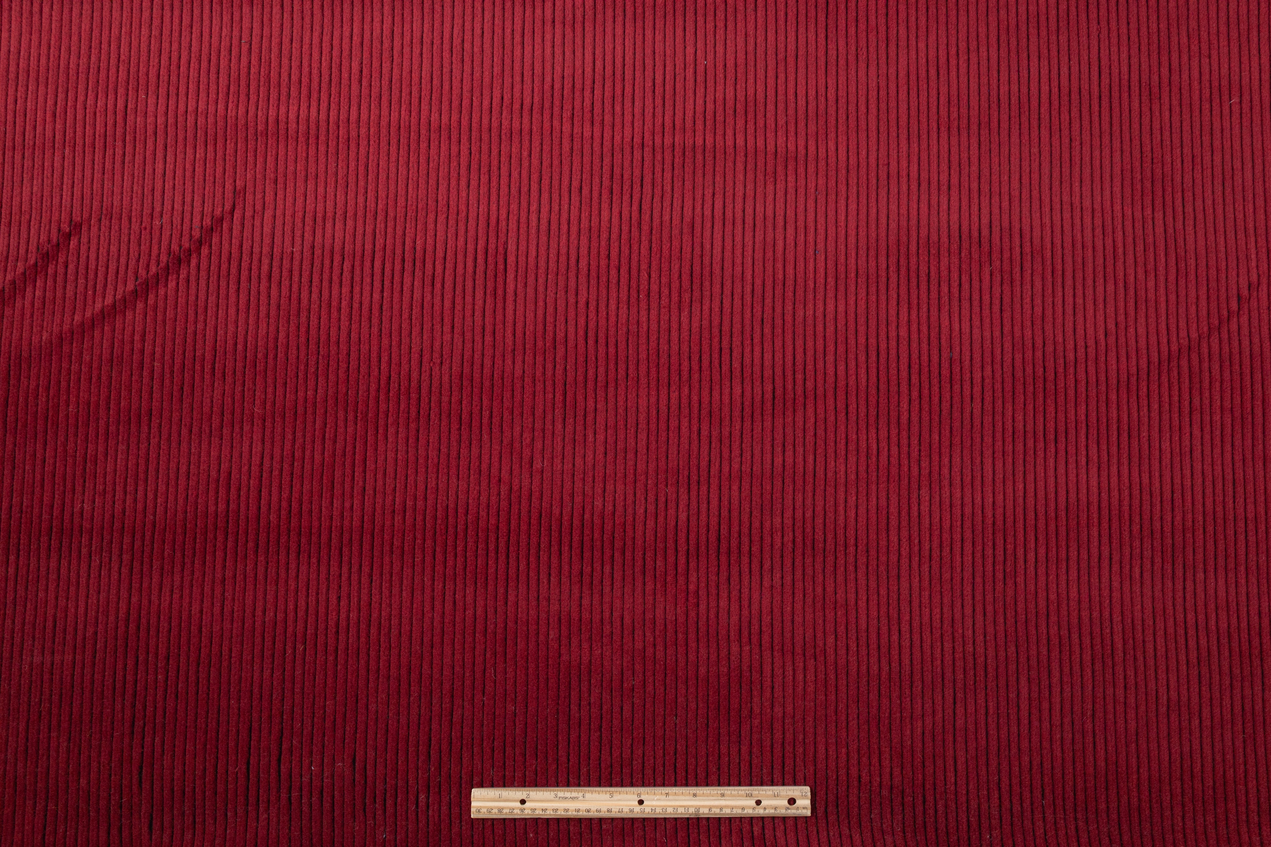 Ribbed Italian Wool Blend Coating - Maroon