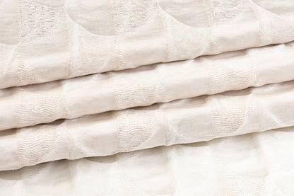 Textured Silk Viscose Brocade - Off White