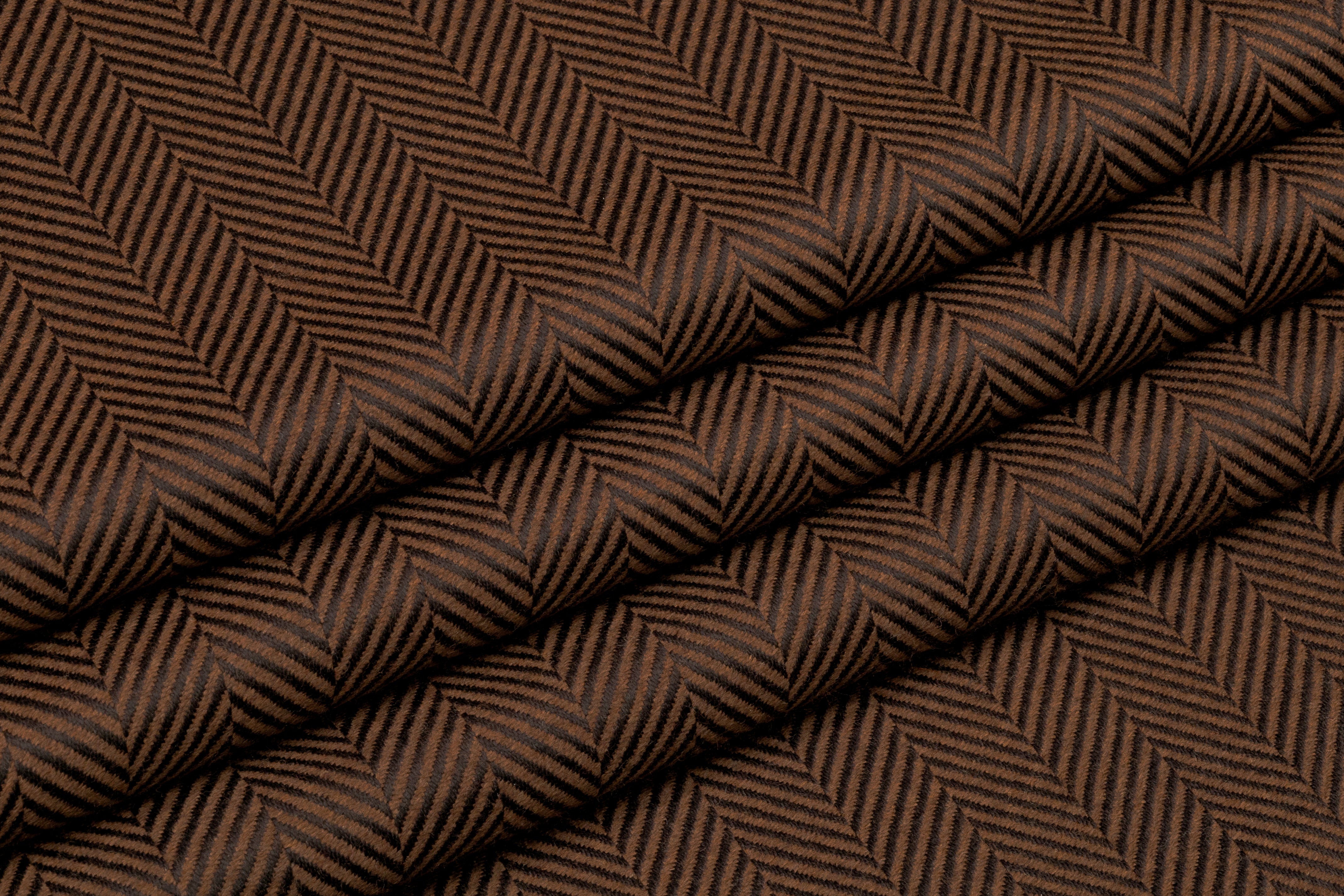 Herringbone Italian Wool - Brown / Black