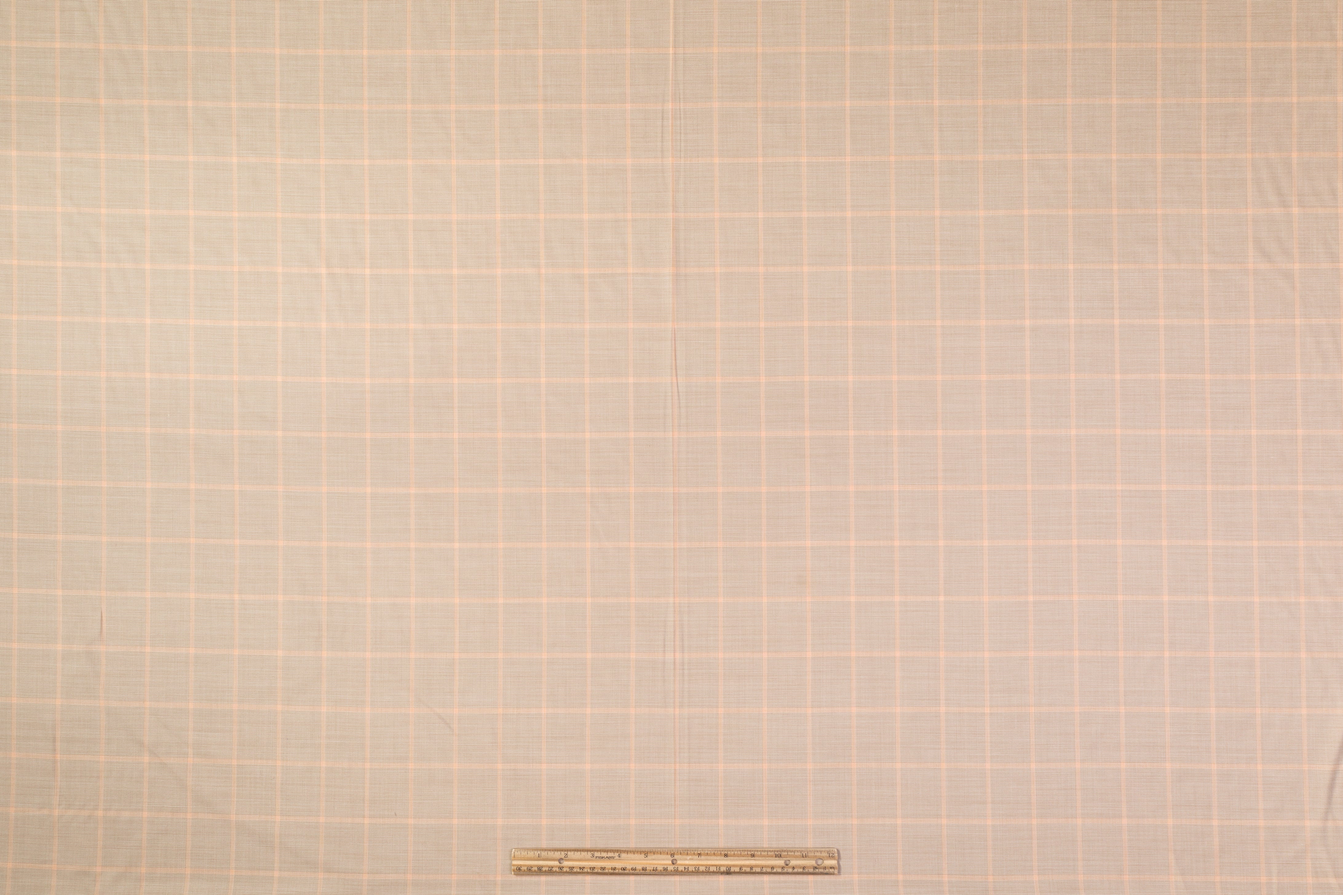 Checked Italian Super 120s Italian Wool Suiting - Beige / Peach