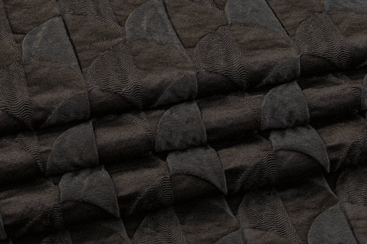 Textured Silk Viscose Brocade - Black