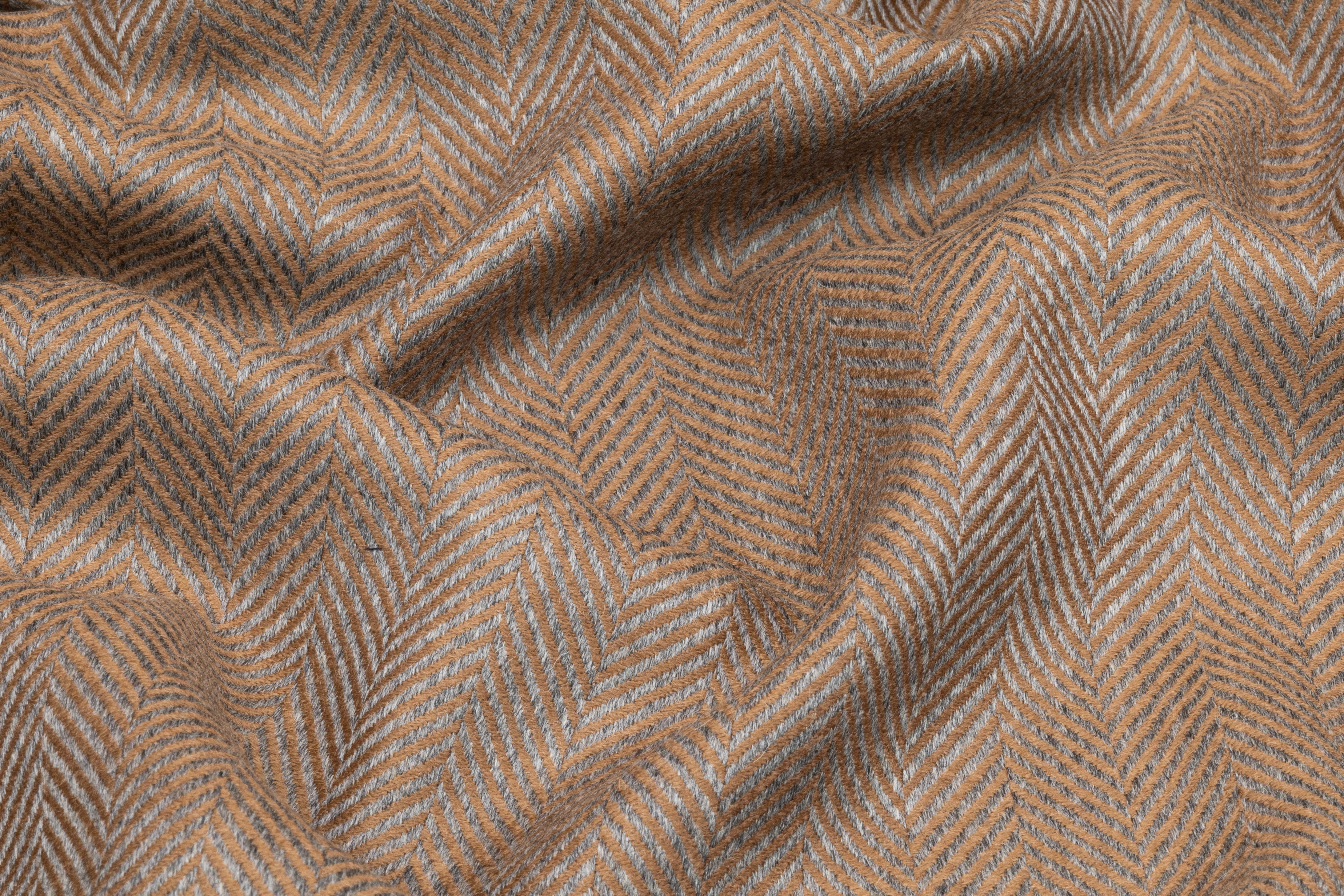 Herringbone Italian Wool Suiting - Camel / Gray
