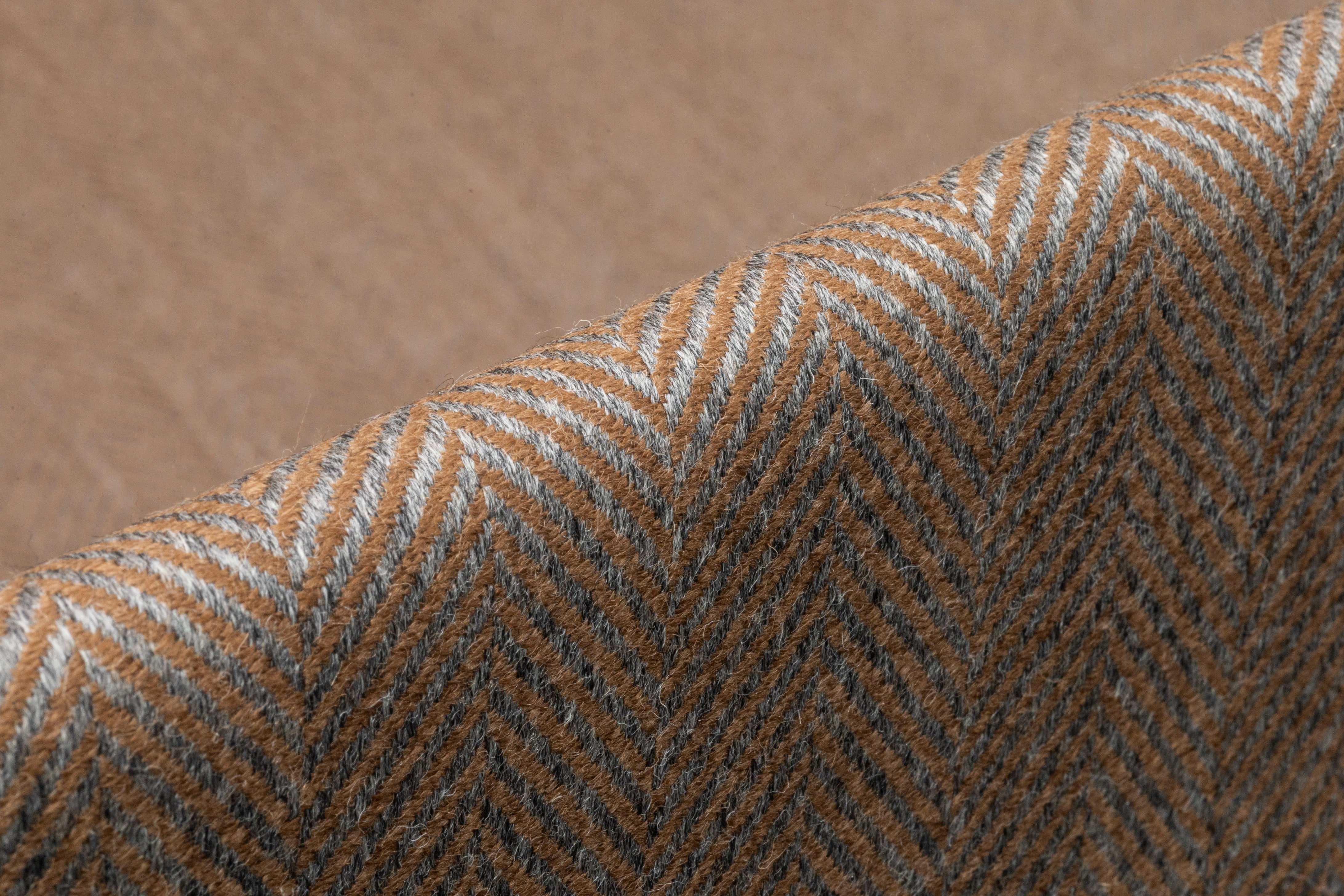 Herringbone Italian Wool Suiting - Camel / Gray