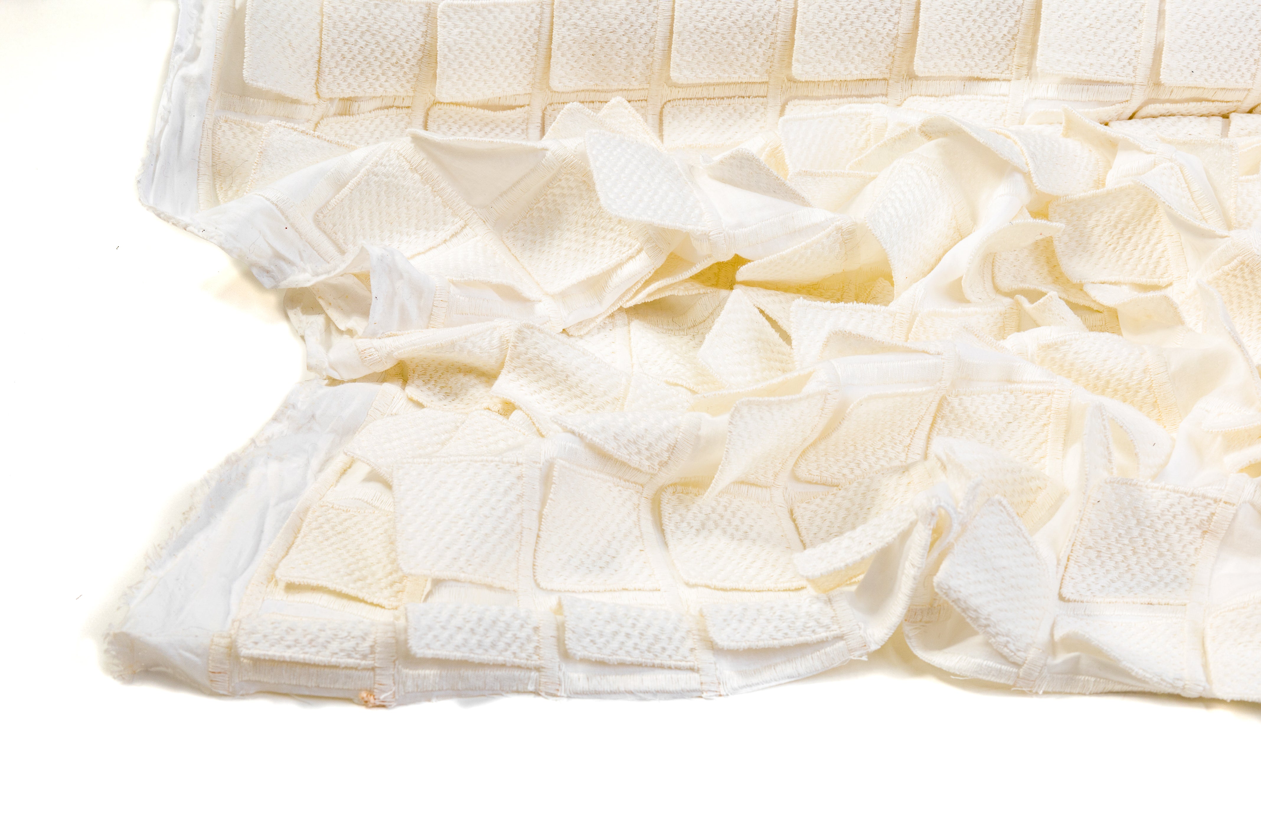 Square Patch Embroidered Cotton - Off White