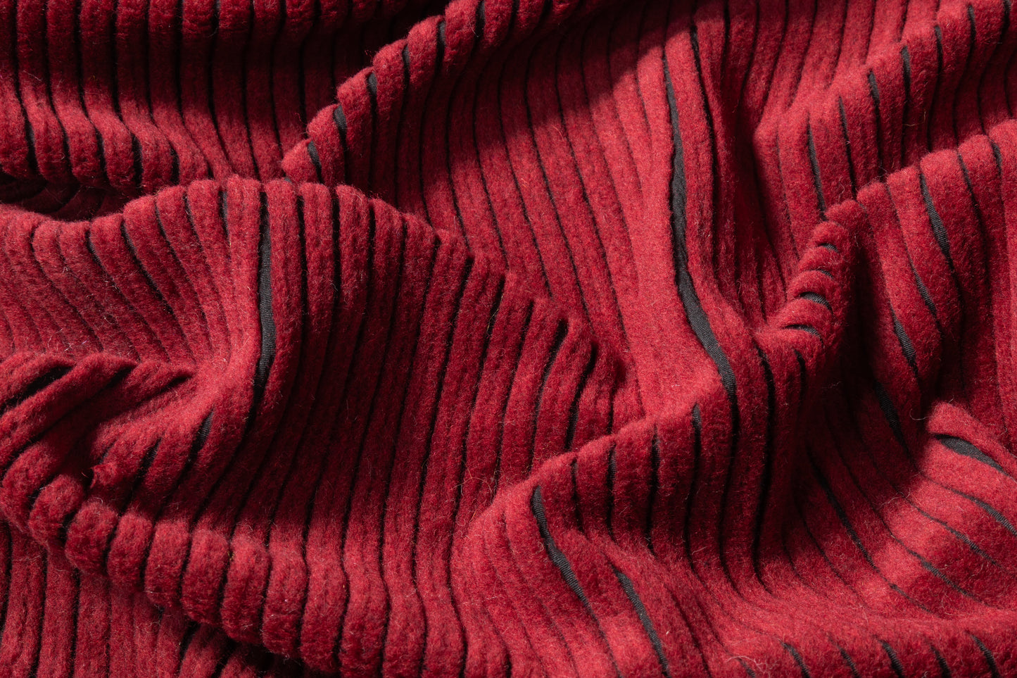 Ribbed Italian Wool Blend Coating - Maroon