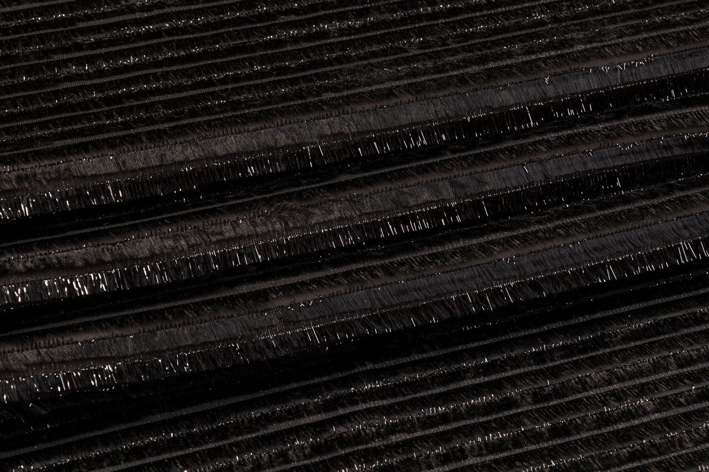 Metallic Striped Polyester Chiffon - Black